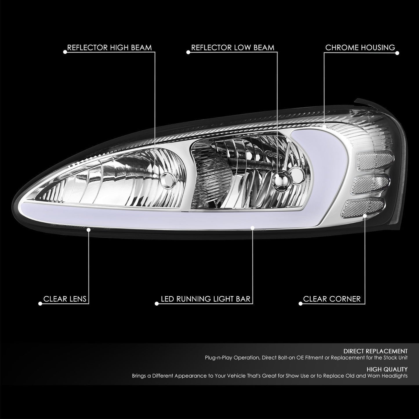 3D LED DRL Headlights <br> 04-08 Pontiac Grand Prix