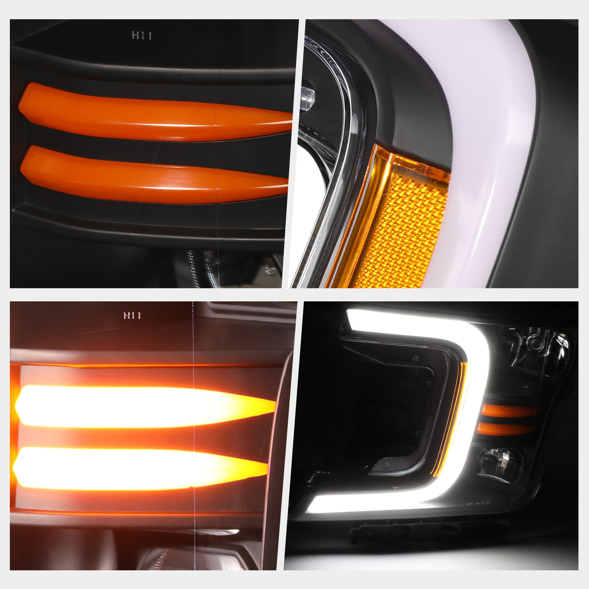 Black Housing LED DRL Sequential Headlights <br> 18-20 Ford F-150