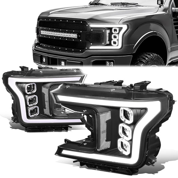 Triple Sequential LED DRL Projector Headlights<br>18-20 Ford F150