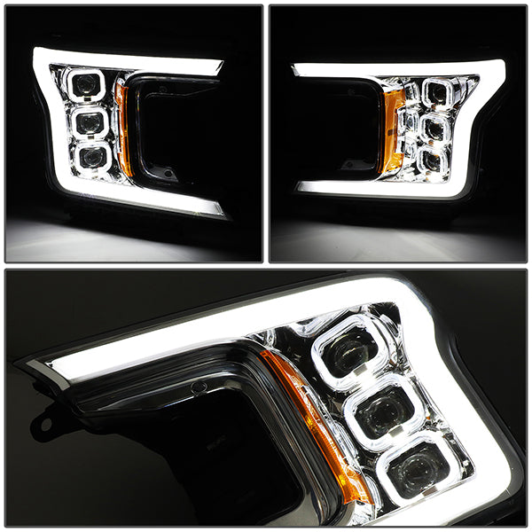 Triple Sequential LED DRL Projector Headlights<br>18-20 Ford F150