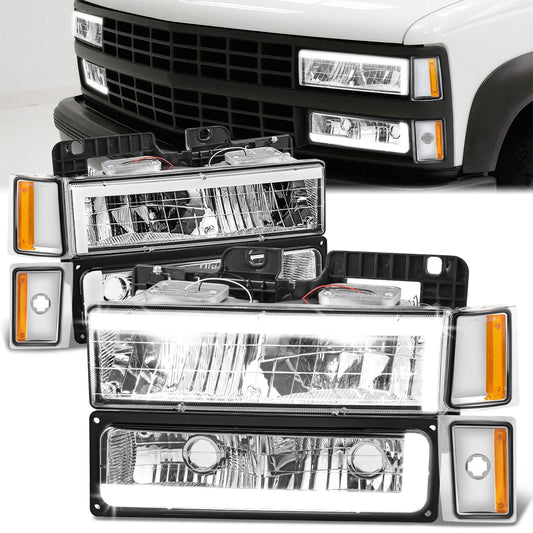 C-LED DRL Headlights+Turn Signal Lights <br>88-93 Chevy C/K 1500-3500 Suburban