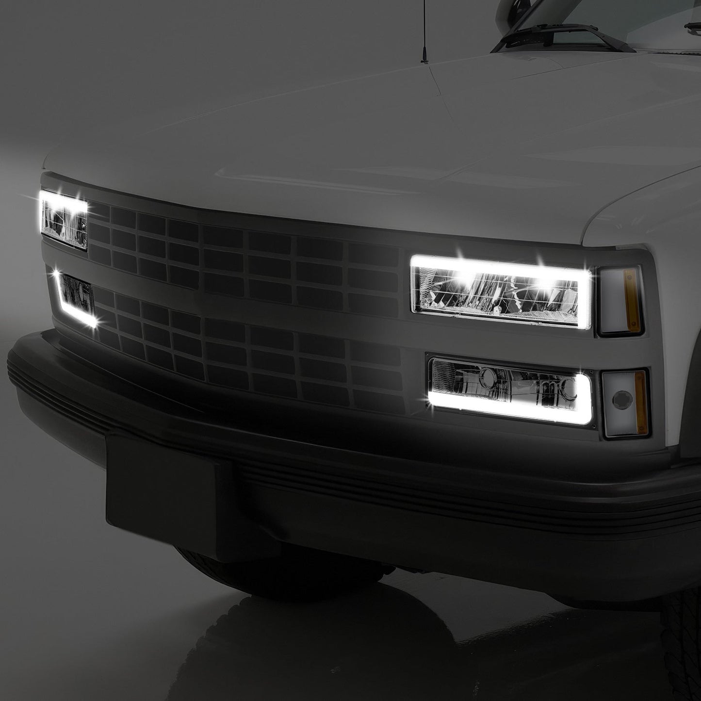 C-LED DRL Headlights+Turn Signal Lights <br>88-93 Chevy C/K 1500-3500 Suburban