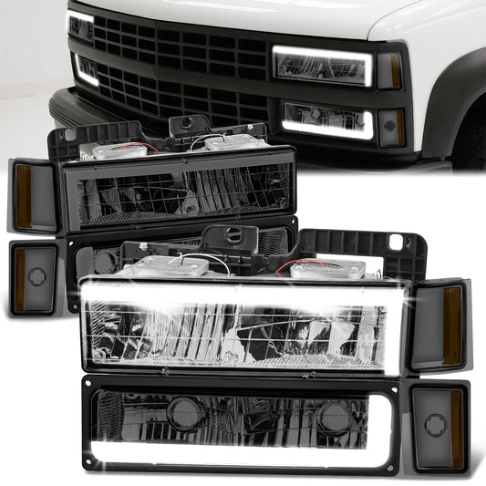 C-LED DRL Headlights+Turn Signal Lights <br>88-93 Chevy C/K 1500-3500 Suburban