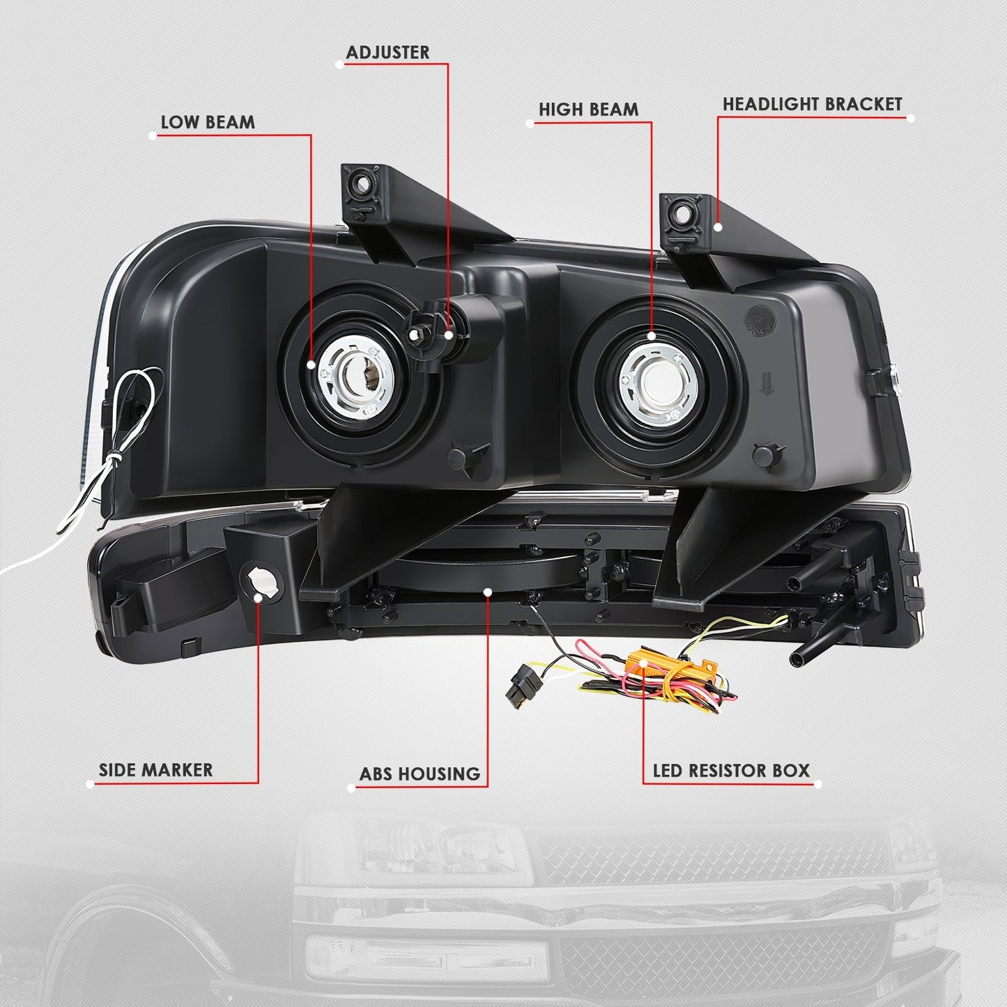 U-Style Bar Switchback LED Headlights <br>03-23 Checy Express, GMC Savana, 1500-4500