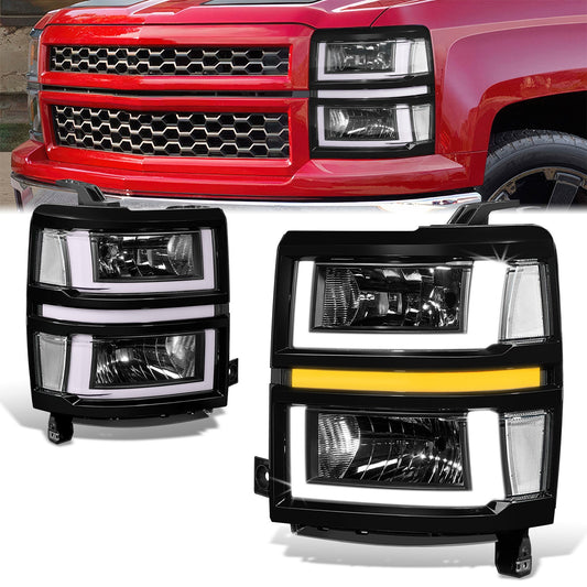 U-Shaped LED DRL Sequential Signals Headlights <br>14-15 Chevy Silverado 1500