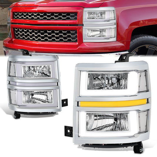 U-Shaped LED DRL Sequential Signals Headlights <br>14-15 Chevy Silverado 1500