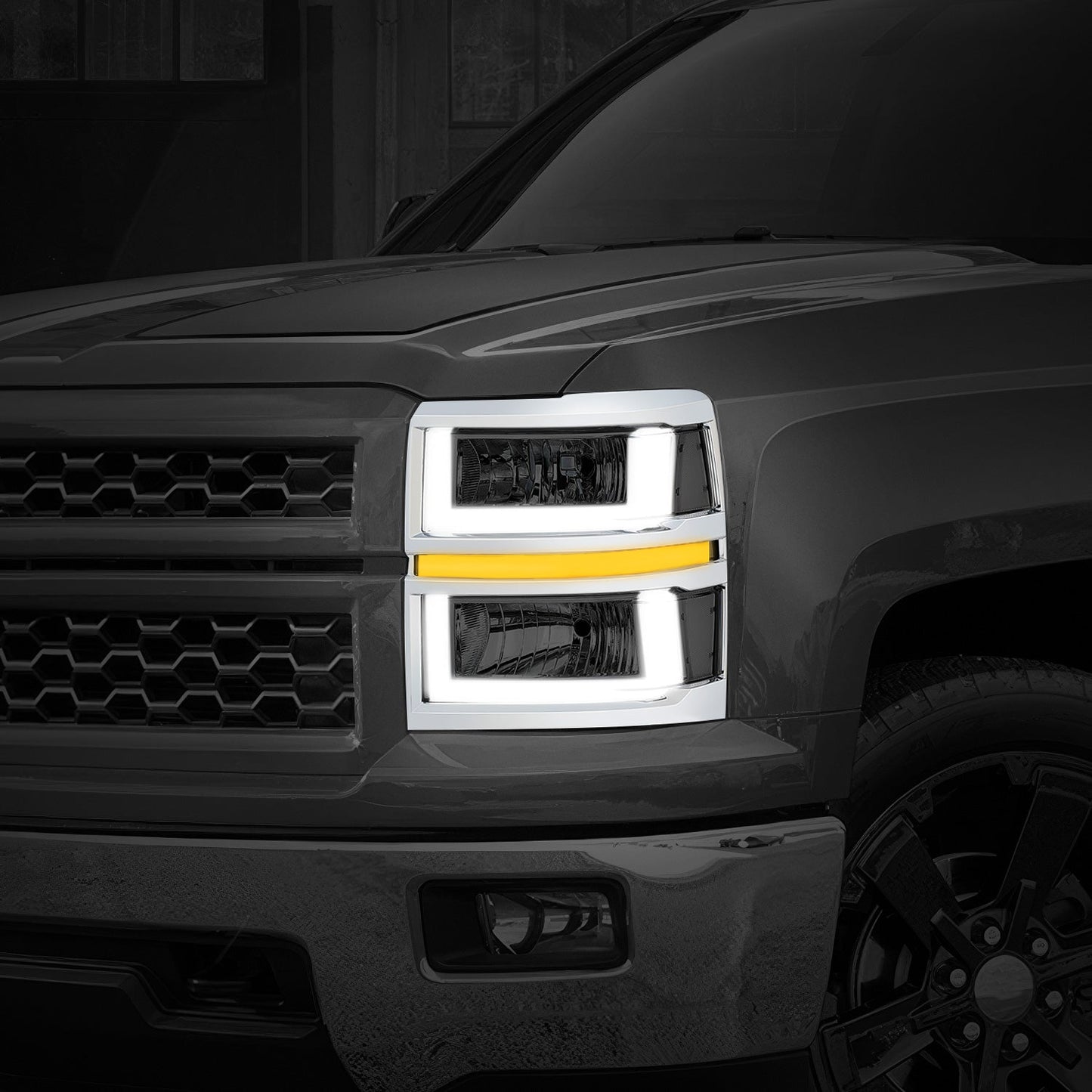 U-Shaped LED DRL Sequential Signals Headlights <br>14-15 Chevy Silverado 1500