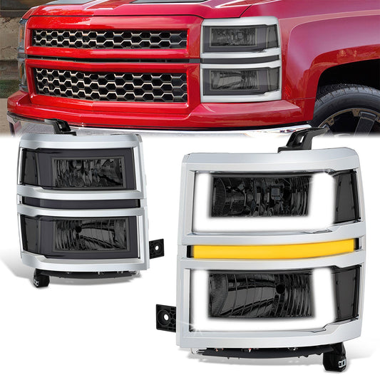 U-Shaped LED DRL Sequential Signals Headlights <br>14-15 Chevy Silverado 1500