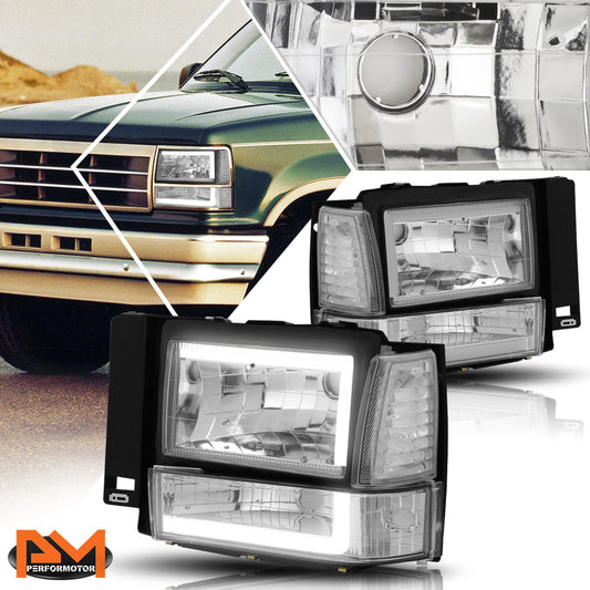 Chrome Housing LED DRL Headlights <br> 91-94 Ford Explorer