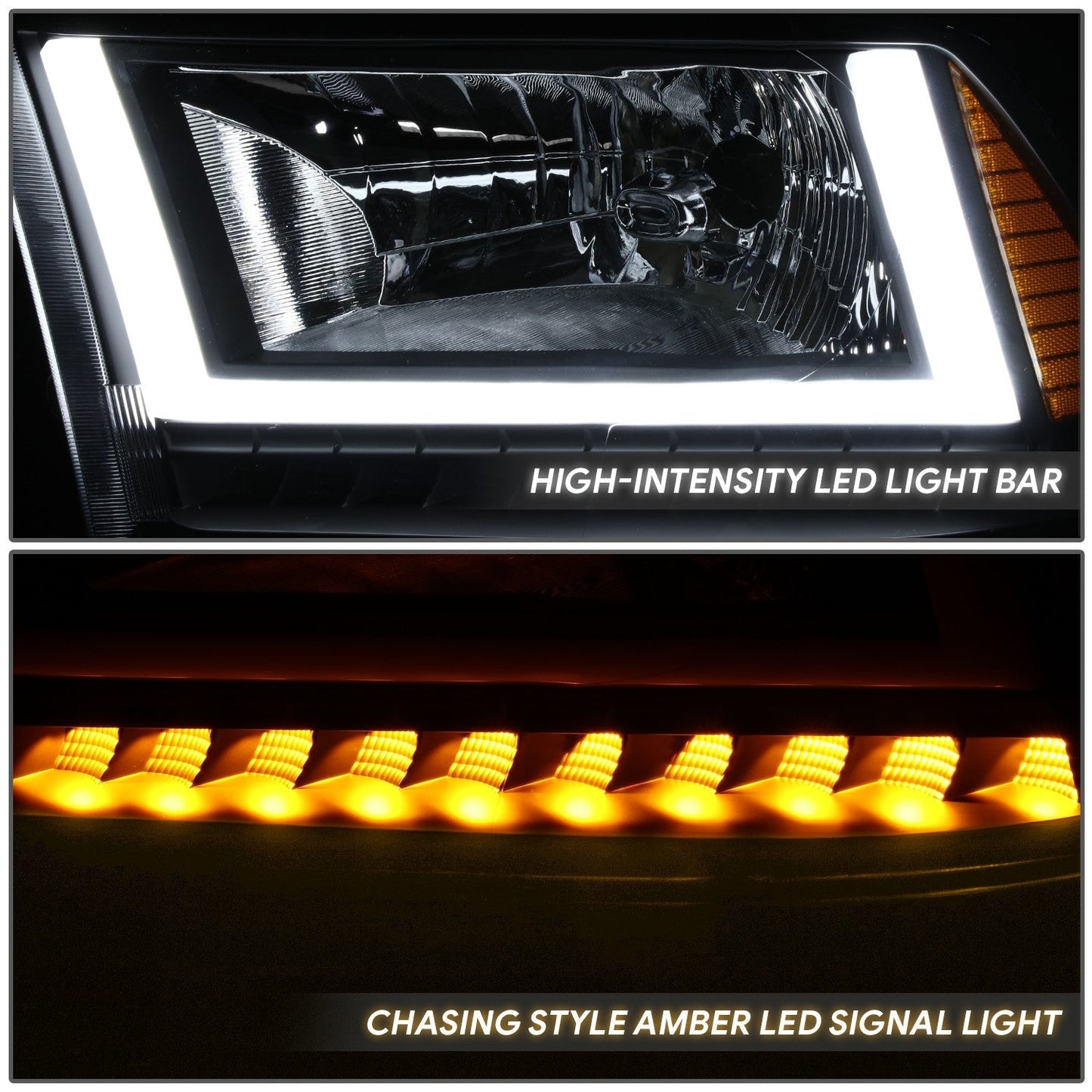 U-Shaped LED DRL Sequential Signals Headlights <br> 09-10 Dodge Ram 1500 2500 3500