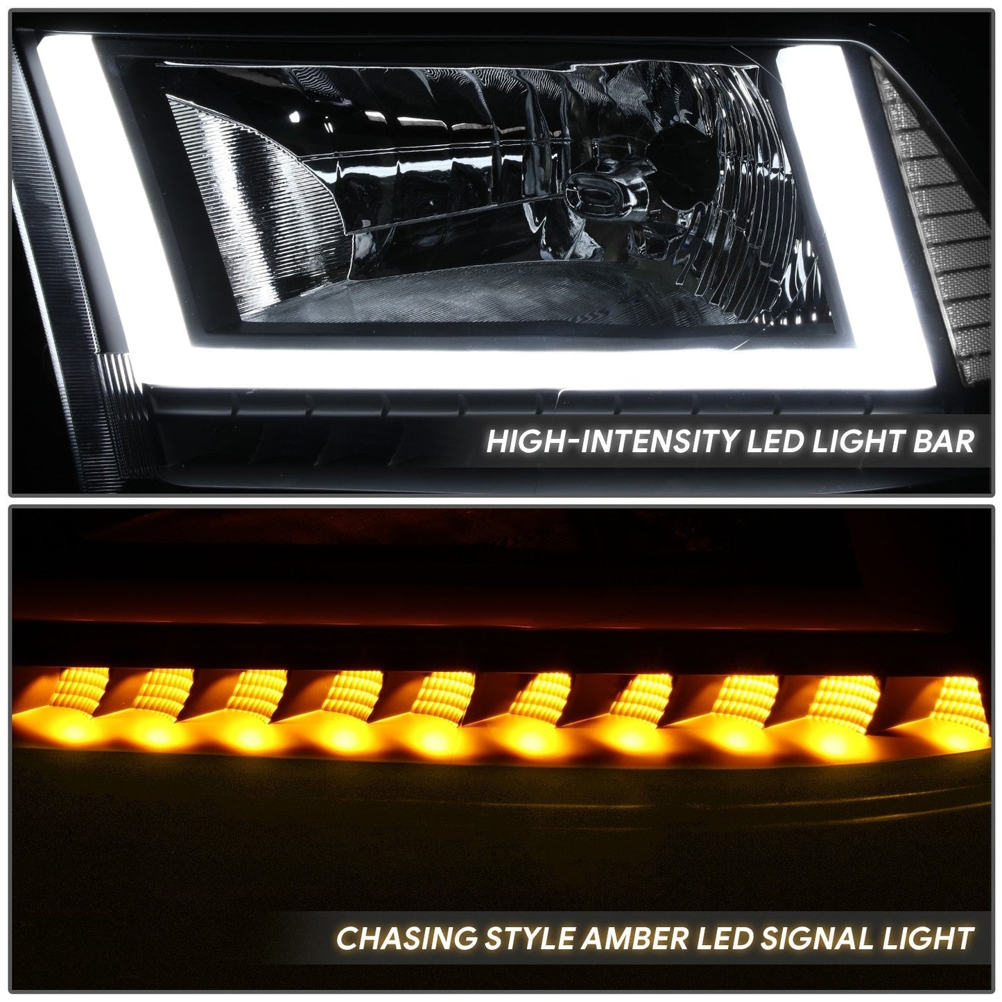 U-Shaped LED DRL Sequential Signals Headlights <br> 09-10 Dodge Ram 1500 2500 3500