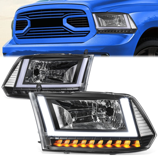 U-Shaped LED DRL Sequential Signals Headlights <br> 09-10 Dodge Ram 1500 2500 3500