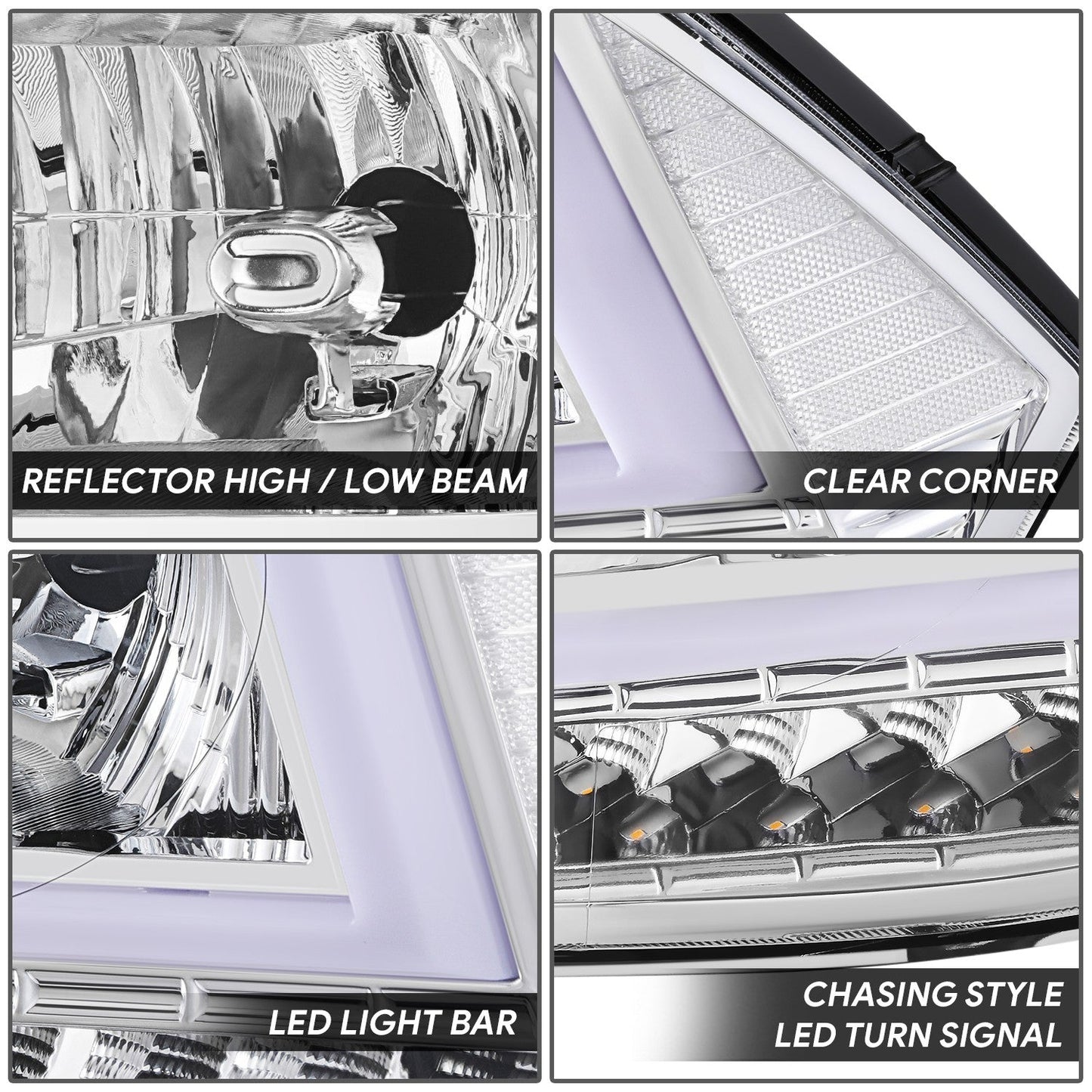 U-Shaped LED DRL Sequential Signals Headlights <br> 09-10 Dodge Ram 1500 2500 3500