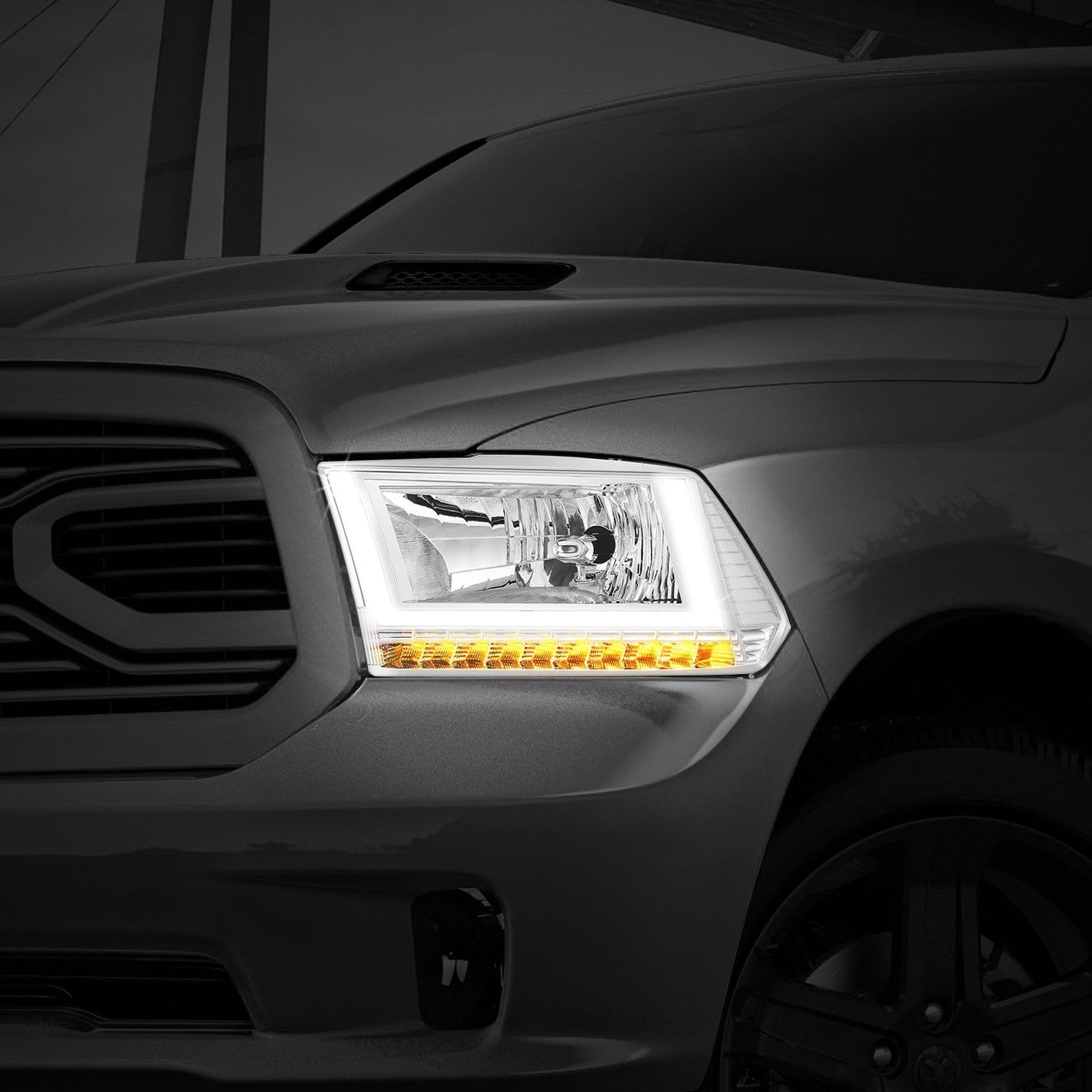 U-Shaped LED DRL Sequential Signals Headlights <br> 09-10 Dodge Ram 1500 2500 3500