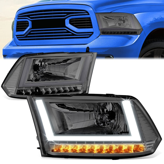 U-Shaped LED DRL Sequential Signals Headlights <br> 09-10 Dodge Ram 1500 2500 3500