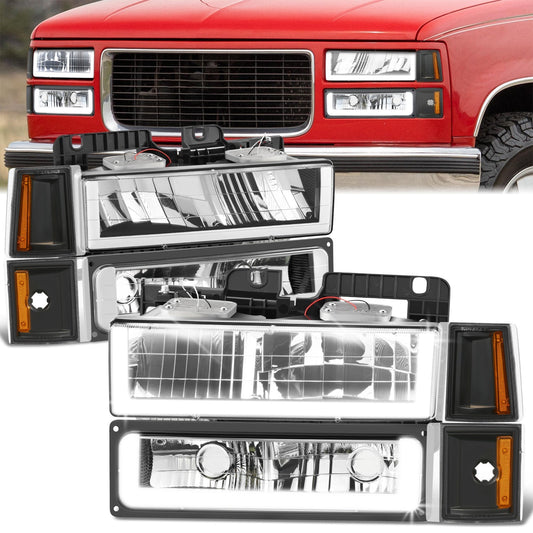 U-LED DRL Headlights+Turn Signal Lights <br>94-99 GMC C/K 1500 Yukon, C/K 1500-2500 Suburban