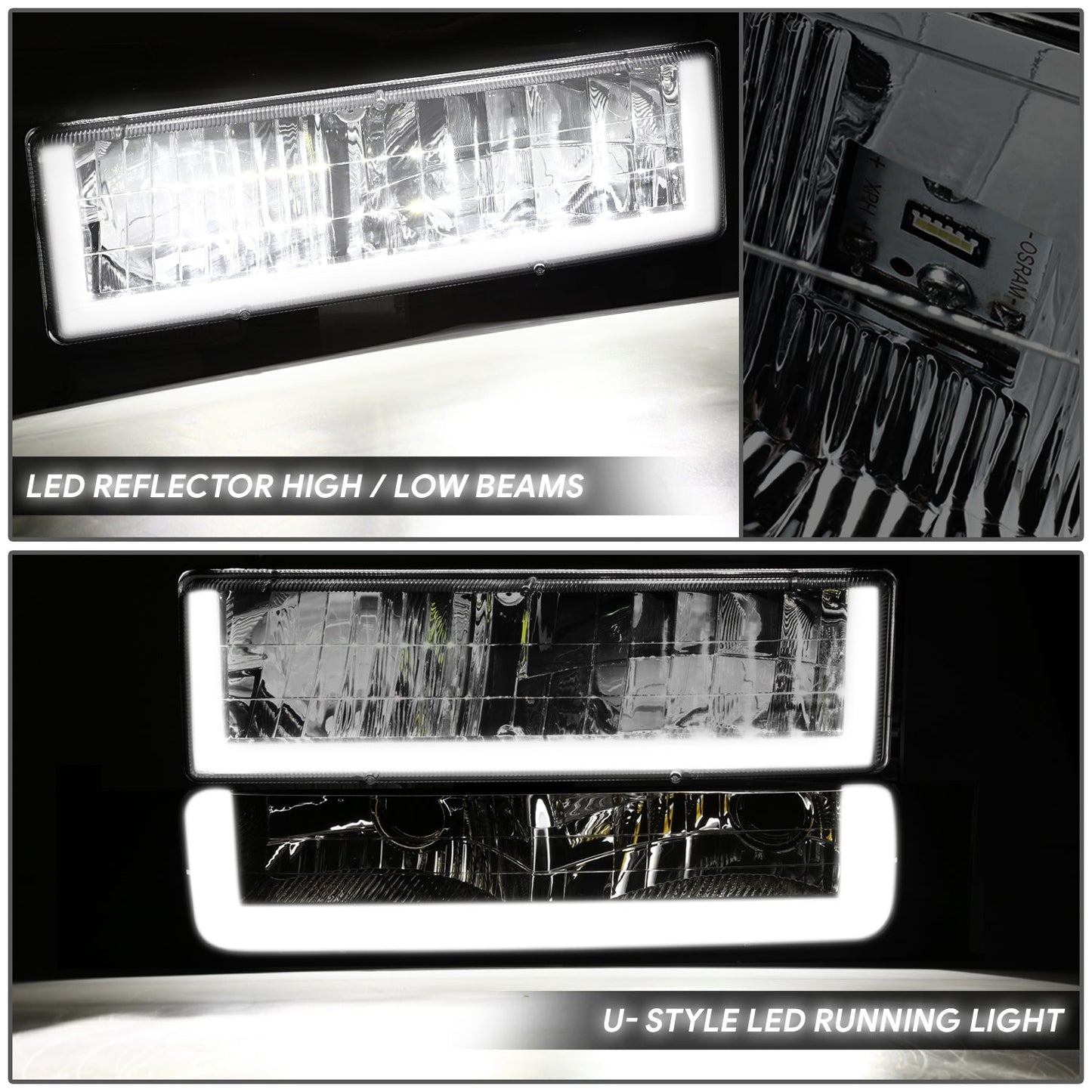 U-LED DRL Headlights+Turn Signal Lights <br>94-99 GMC C/K 1500 Yukon, C/K 1500-2500 Suburban