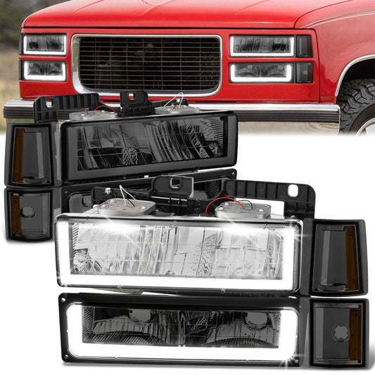 U-LED DRL Headlights+Turn Signal Lights <br>94-99 GMC C/K 1500 Yukon, C/K 1500-2500 Suburban