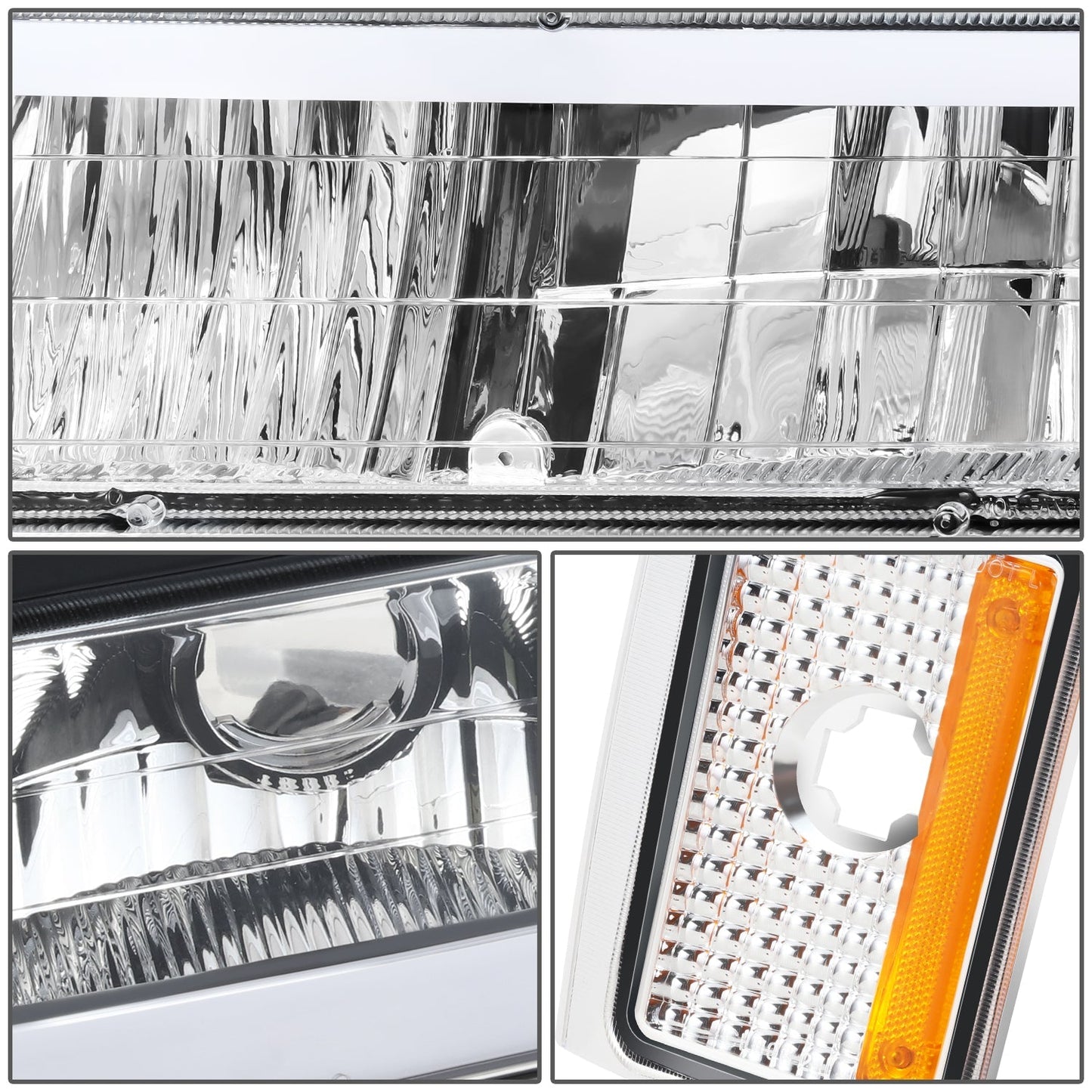 8pcs Square Box LED DRL Headlight Set (Chrome) <br>88-93 Chevy C10 C/K Pickup, Suburban, Tahoe