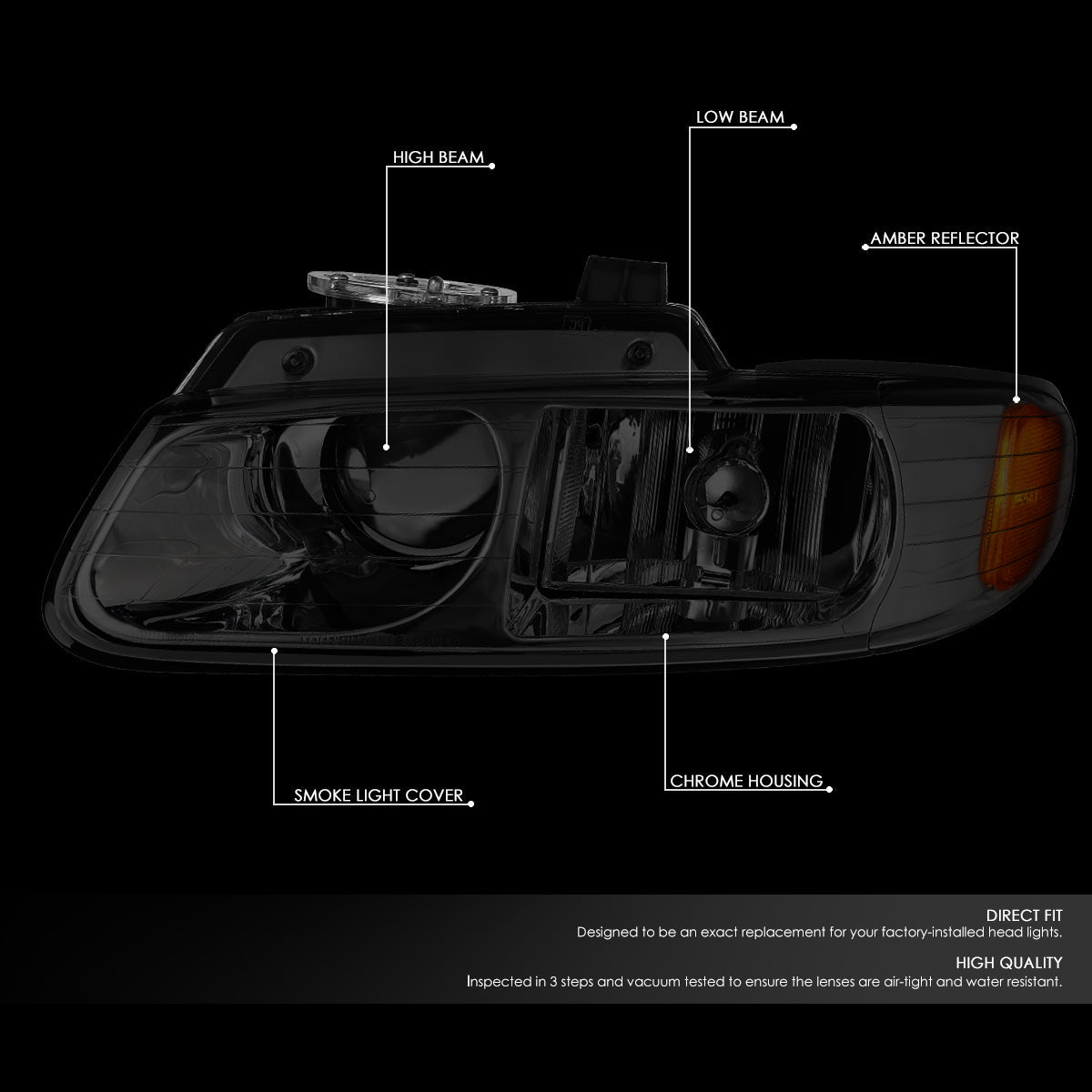 Projector Headlights<br>96-99 Dodge Grand Caravan Chrysler Town Country Voyager