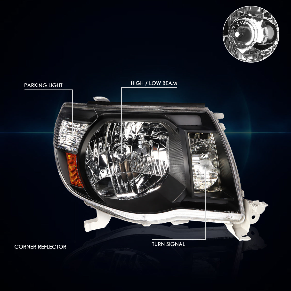 Black Housing OE Style Headlights <br> 05-11 Toyota Tacoma