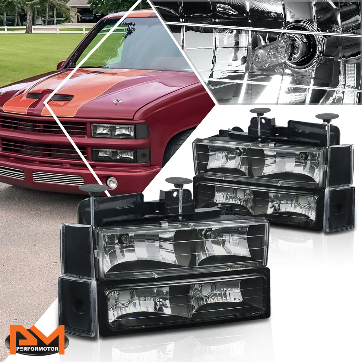 Black Housing OE Style Headlights <br> 88-93 Chevy C/K 1500/2500/3500 Suburban, Blazer