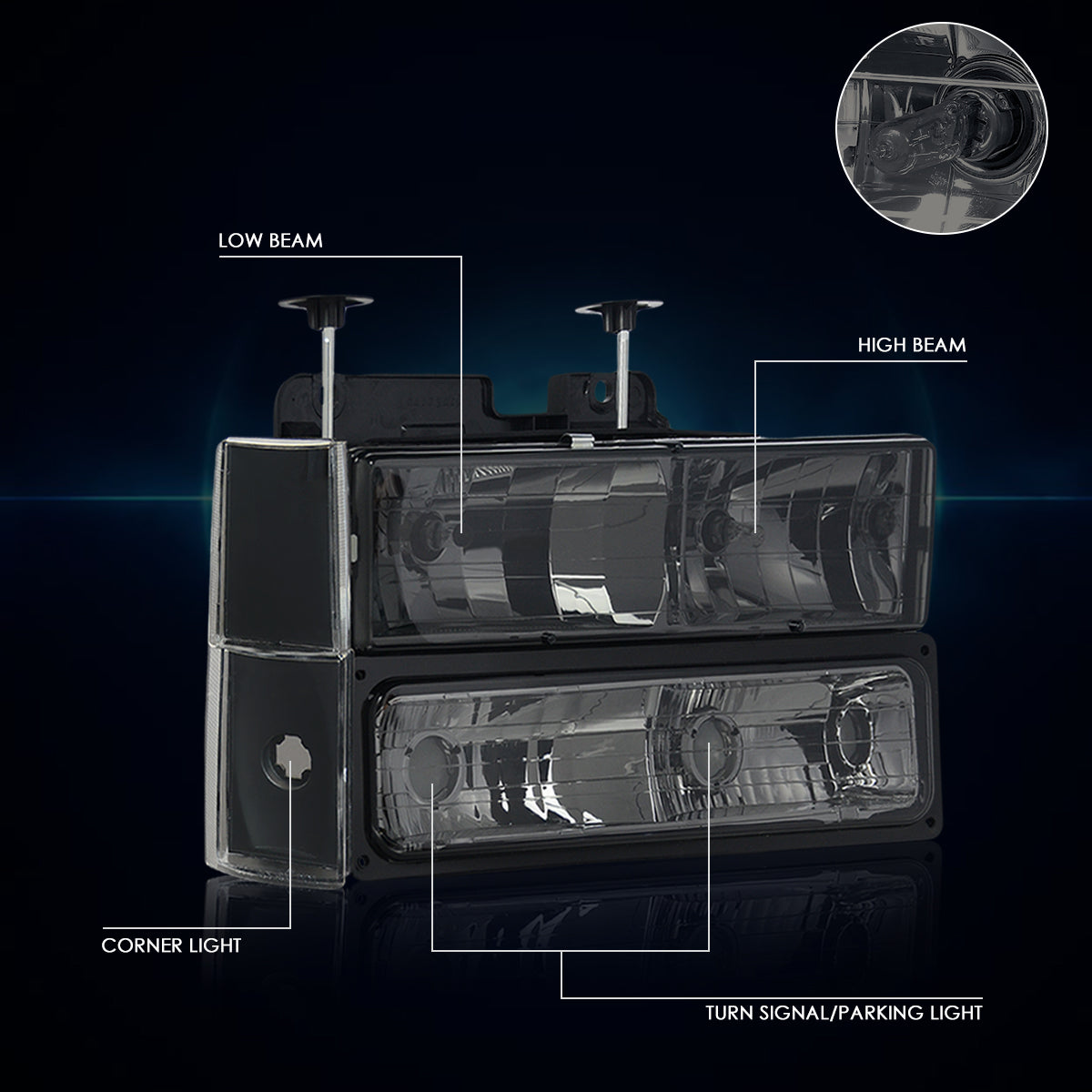 Black Housing OE Style Headlights <br> 88-93 Chevy C/K 1500/2500/3500 Suburban, Blazer