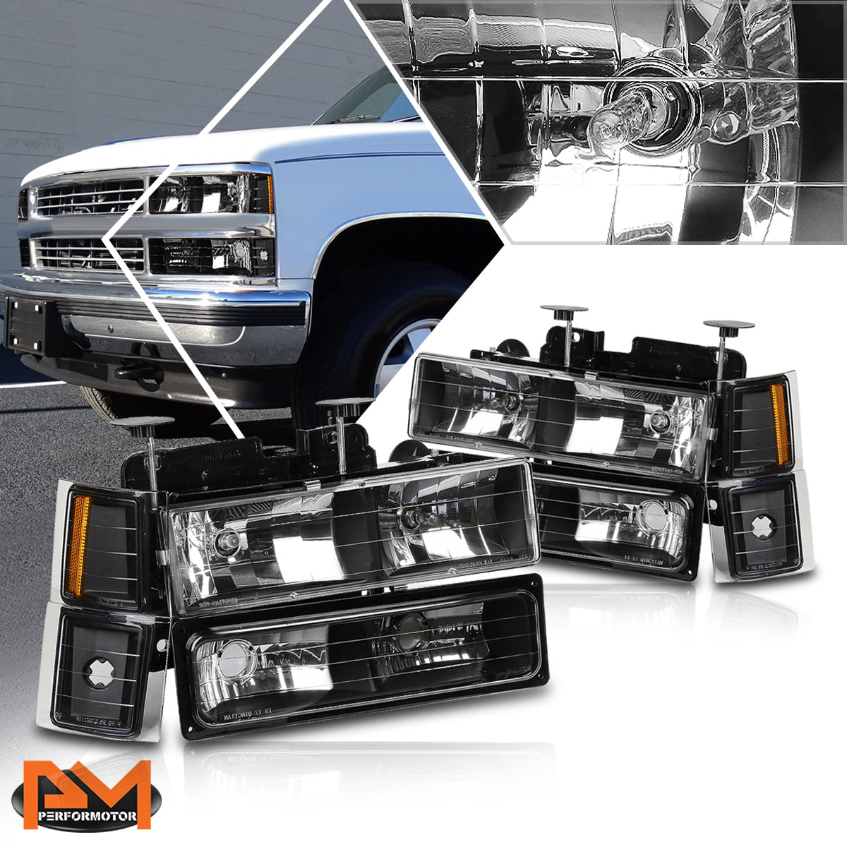 Black Housing OE Style Headlights <br> 94-02 Chevy C/K 1500 2500 3500 Suburban, Tahoe