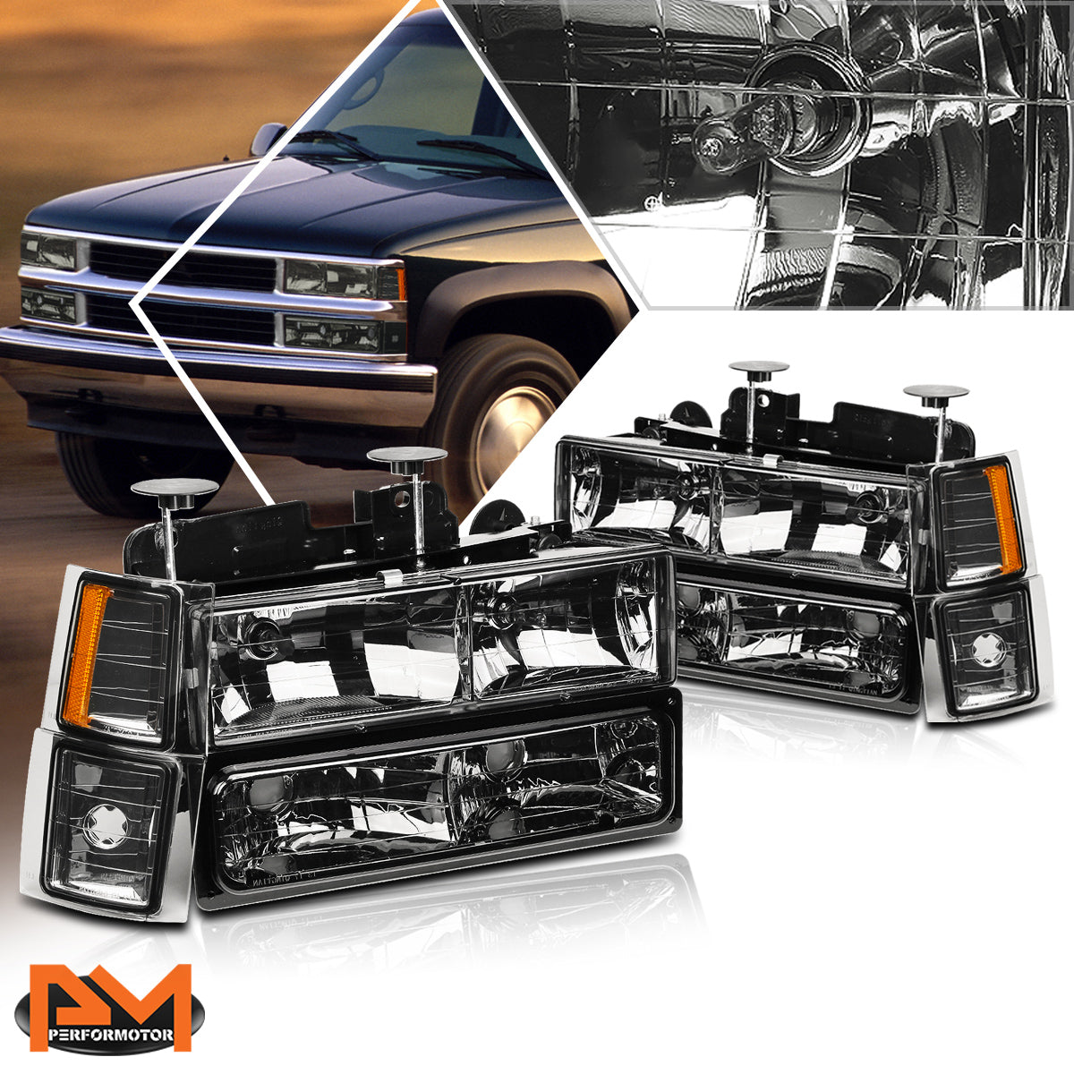 Black Housing OE Style Headlights <br> 88-93 Chevy C/K 1500/2500/3500 Suburban, Blazer