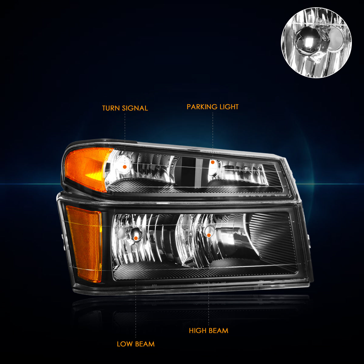 Black Housing OE Style Headlights <br> 04-12 Chevy Colorado, GMC Canyon