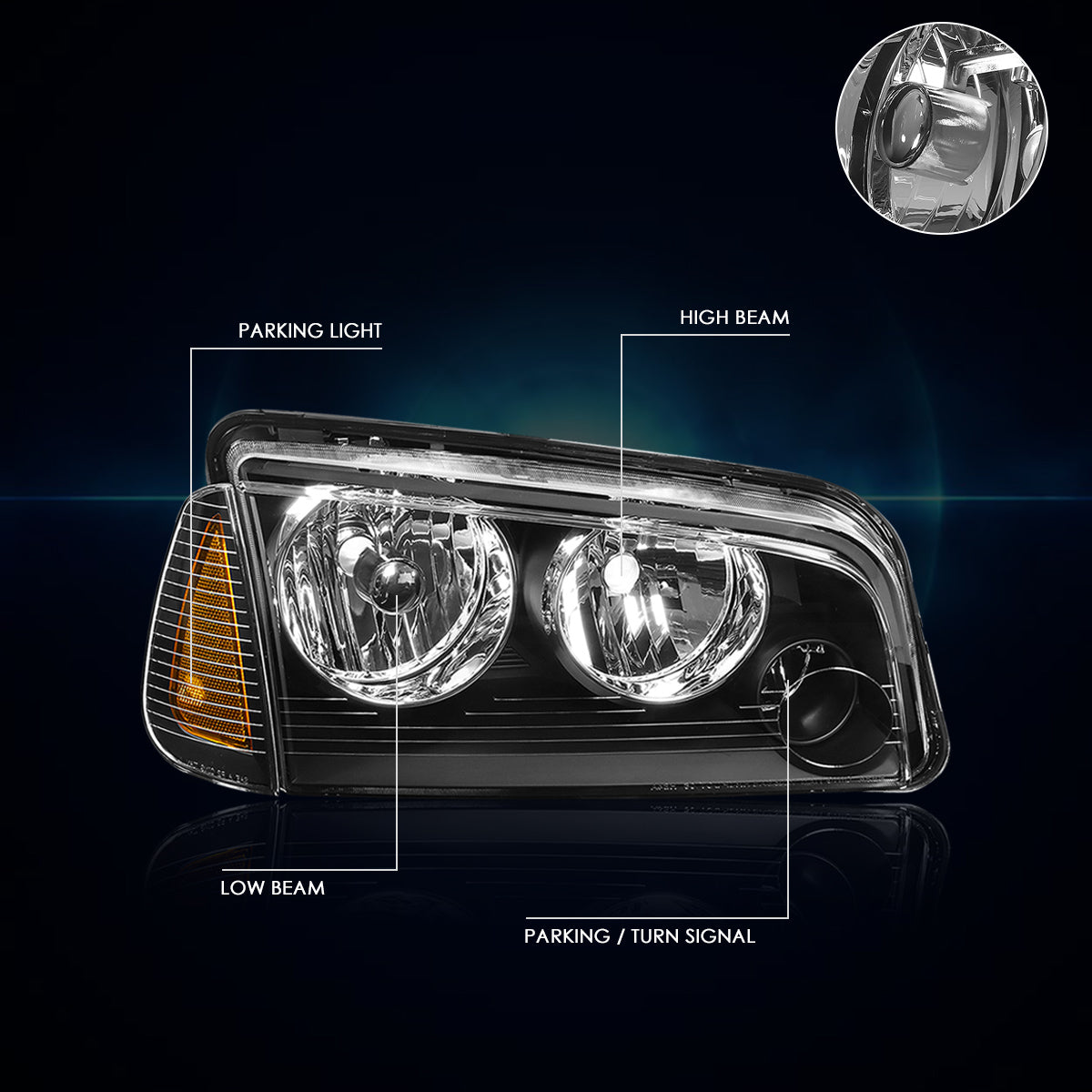 Black Housing OE Style Headlights <br> 06-10 Dodge Charger