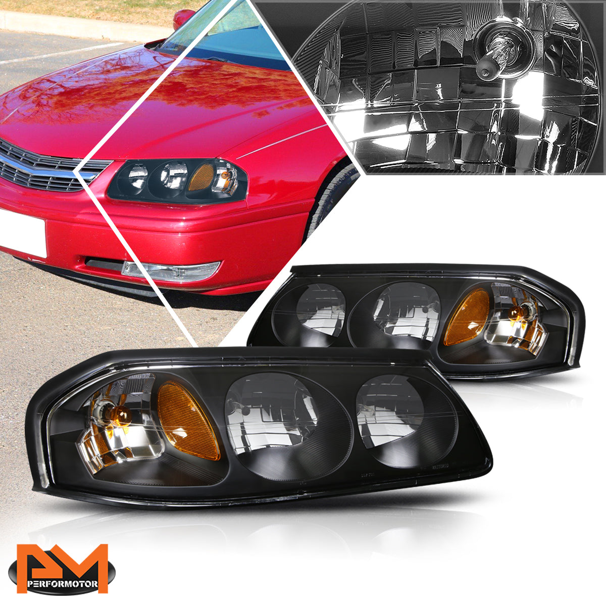 Black Housing OE Style Headlights <br> 00-05 Chevy Impala