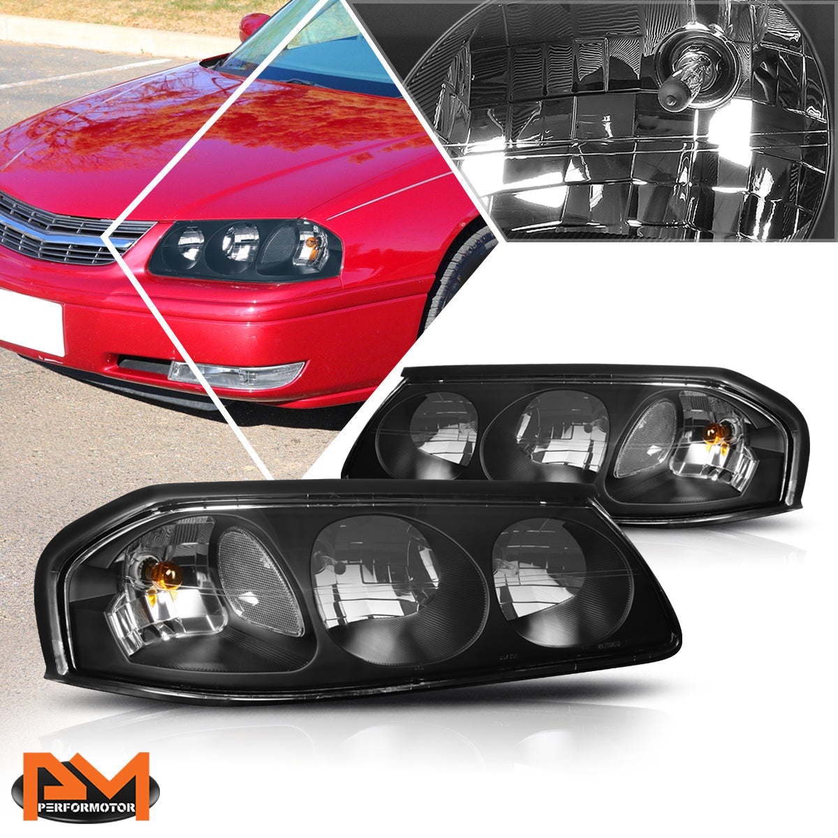 Black Housing OE Style Headlights <br> 00-05 Chevy Impala