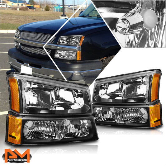 Black Housing OE Style Headlights <br> 03-06 Chevy Silverado Avalanche 1500 2500 3500