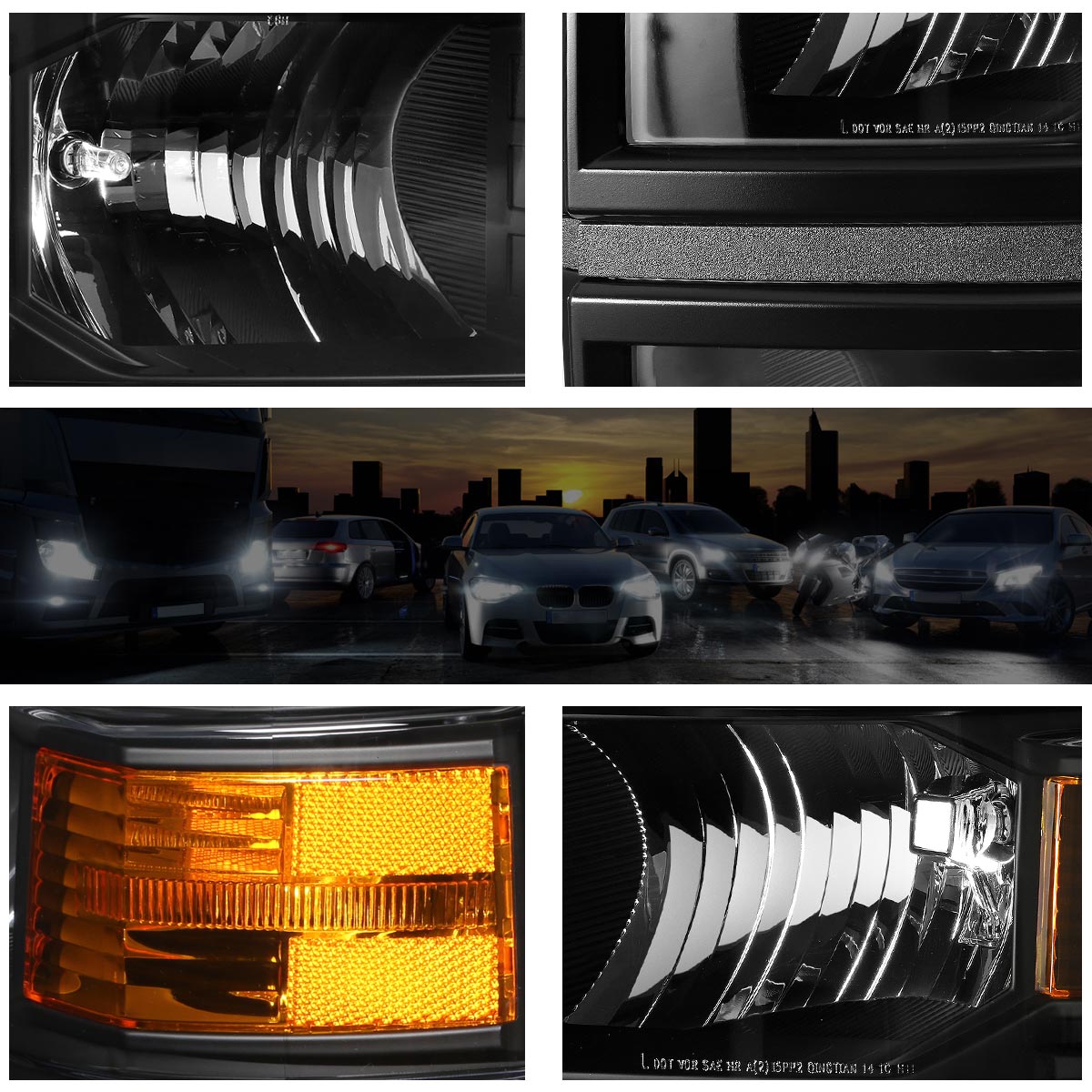 Black Housing OE Style Headlights <br> 14-15 Chevy Silverad 1500