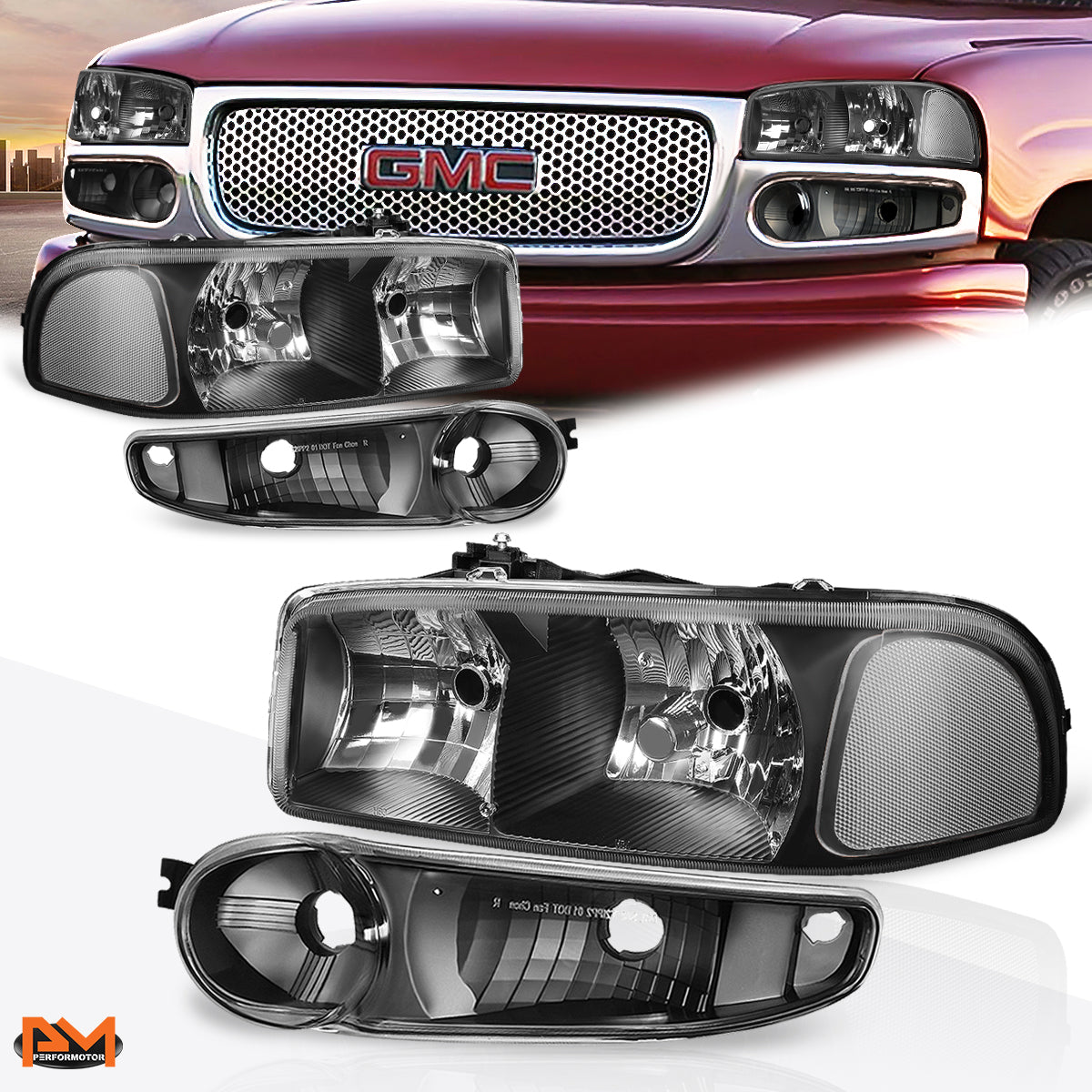 Black Housing OE Style Headlights <br> 02-06 GMC Sierra Yukon Denali