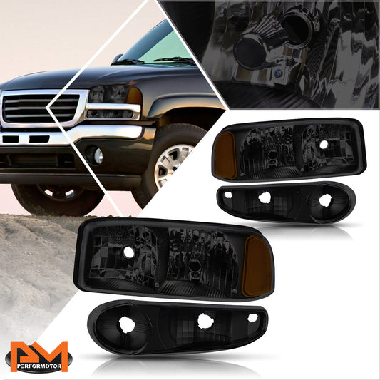 Black Housing OE Style Headlights <br> 02-06 GMC Sierra Yukon Denali