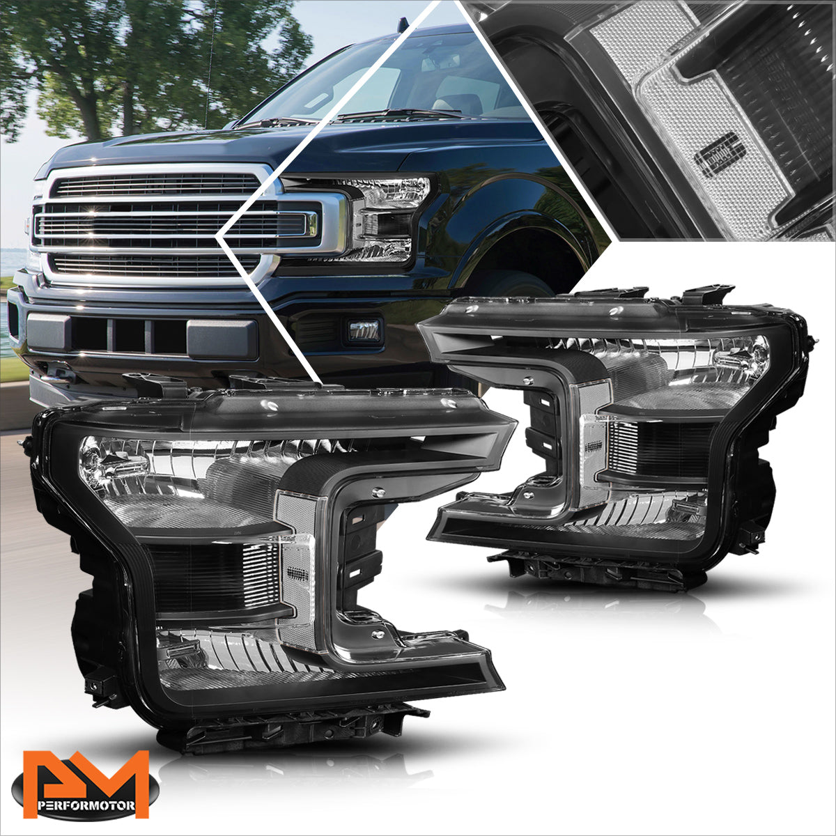 Black Housing OE Style Headlights <br> 18-20 Ford F-150