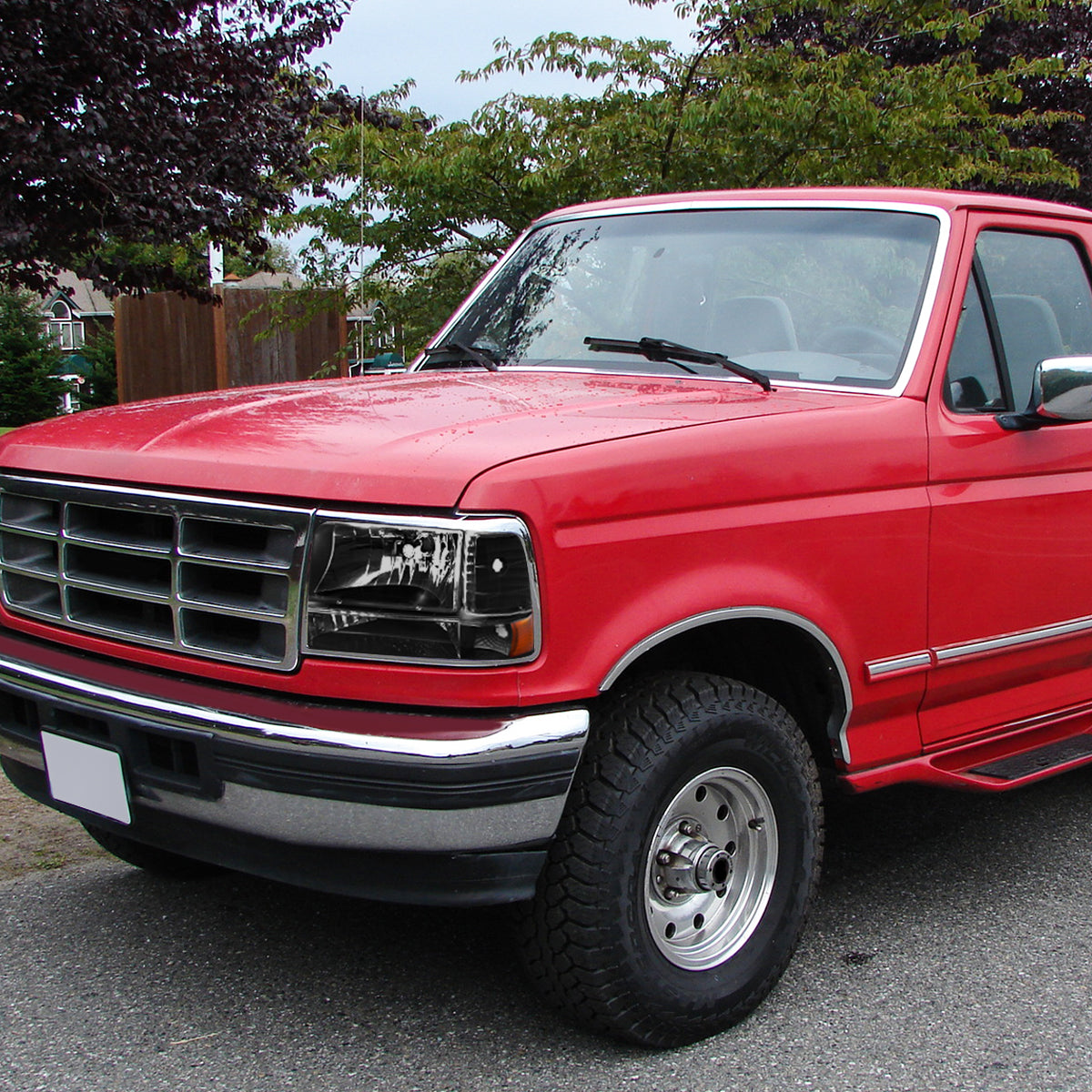 Black Housing OE Style Headlights <br> 92-96 Ford F-150 F-250 F-350 Bronco