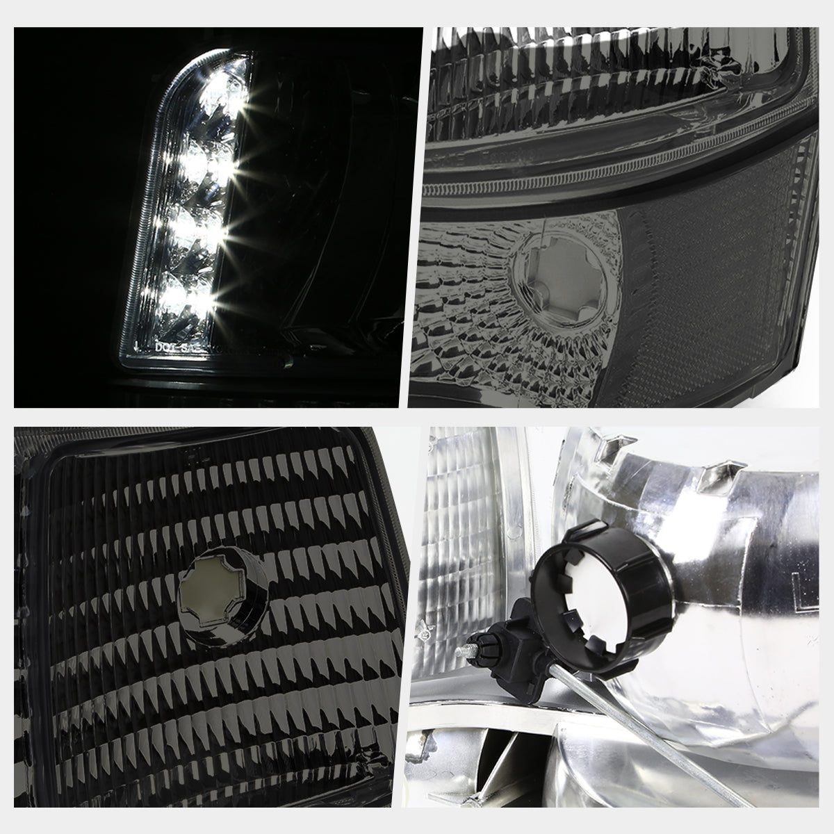 Chrome Housing LED DRL Headlights <br> 92-96 Ford F-150 F-250 F-350