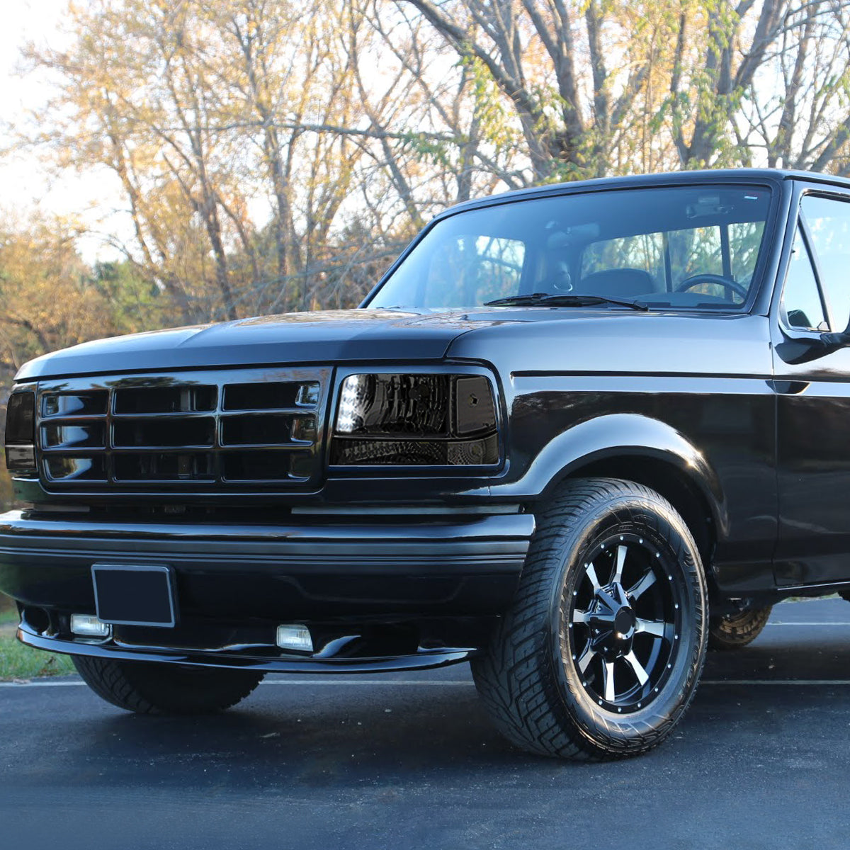 Chrome Housing LED DRL Headlights <br> 92-96 Ford F-150 F-250 F-350