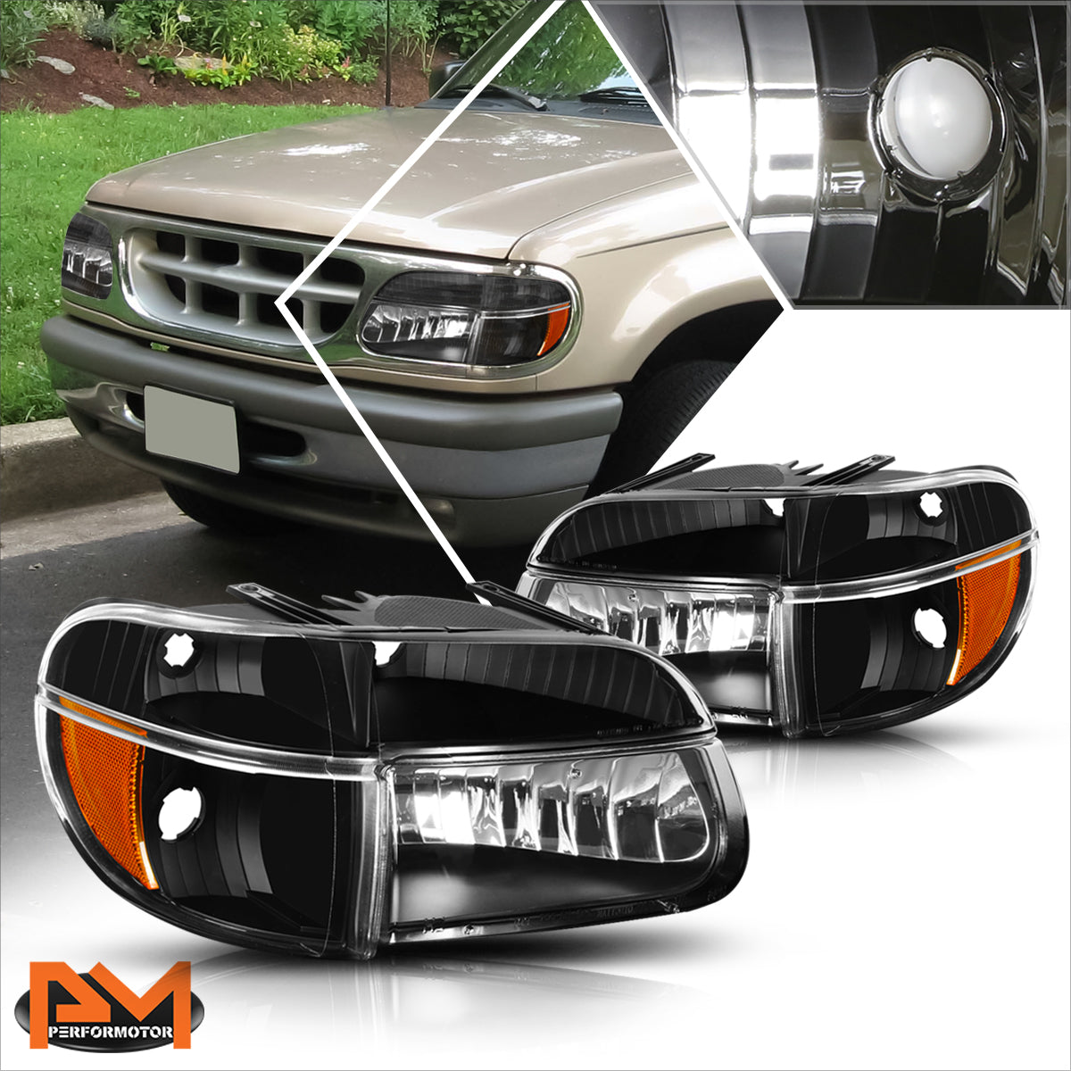 Black Housing OE Style Headlights <br> 95-01 Ford Explorer, 1997 Mercury Mountaineer