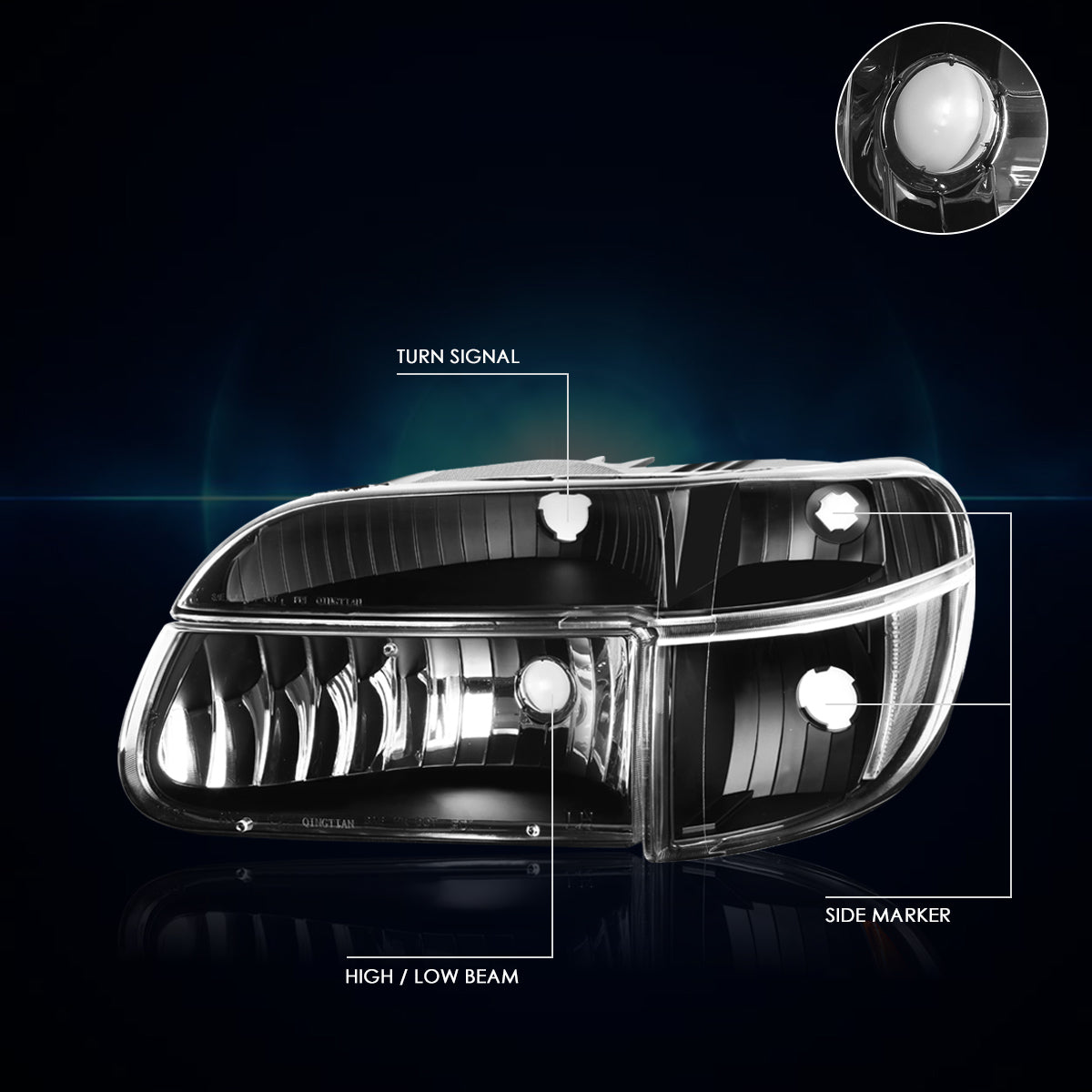 Black Housing OE Style Headlights <br> 95-01 Ford Explorer, 1997 Mercury Mountaineer