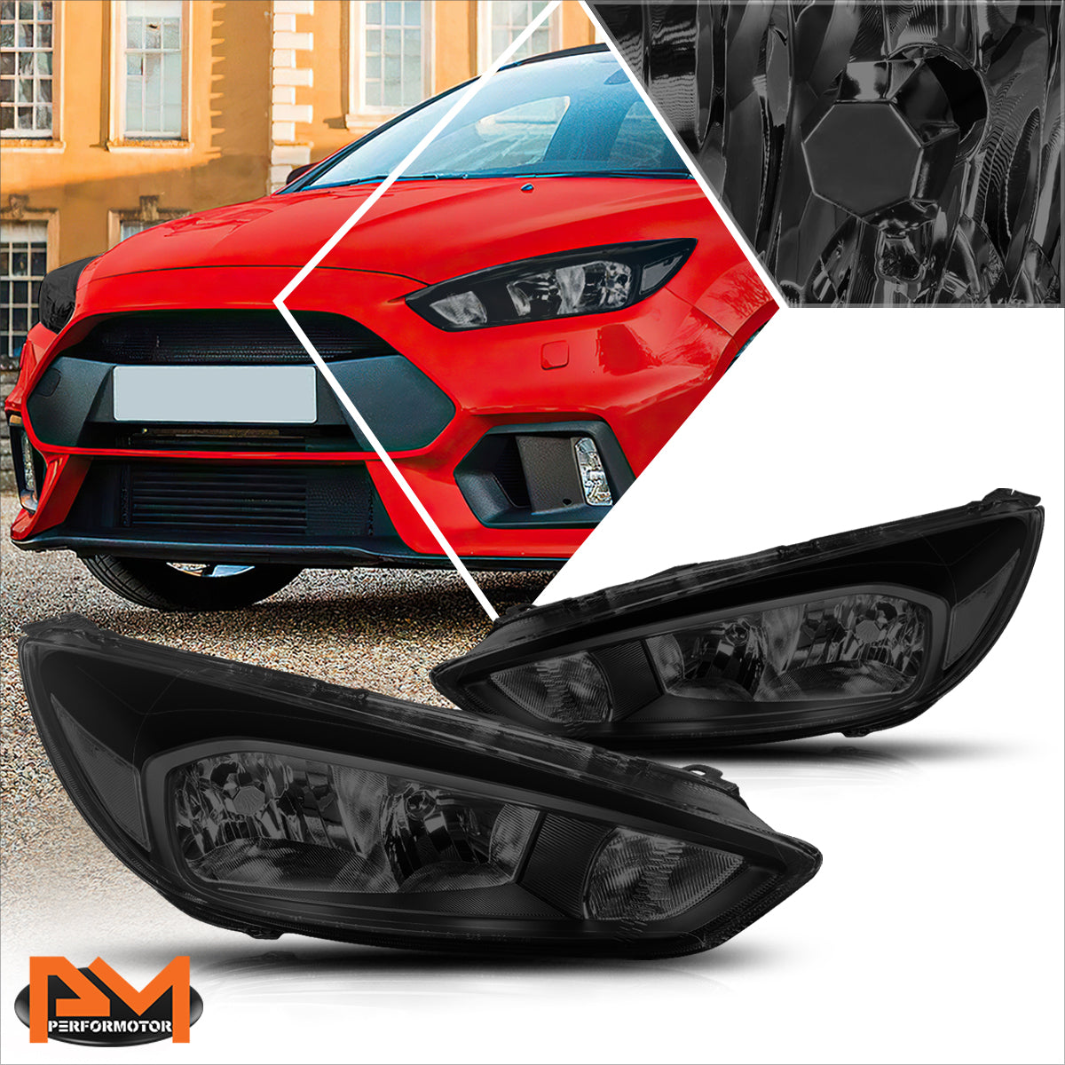 Black Housing OE Style Headlights <br> 15-17 Ford Focus