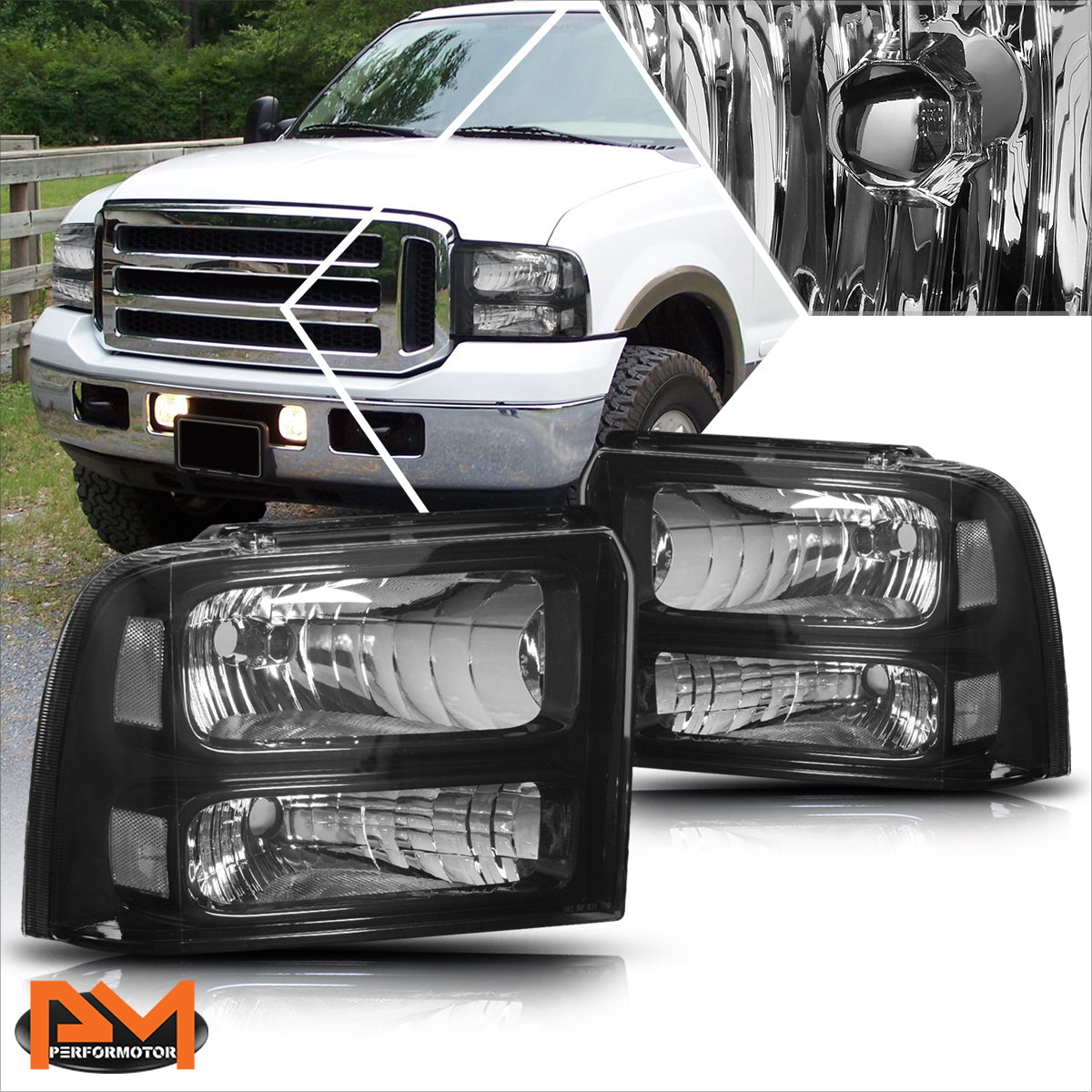 Black Housing OE Style Headlights <br> 05-07 Ford F-250 F-350 F-450 F-550 Super Duty