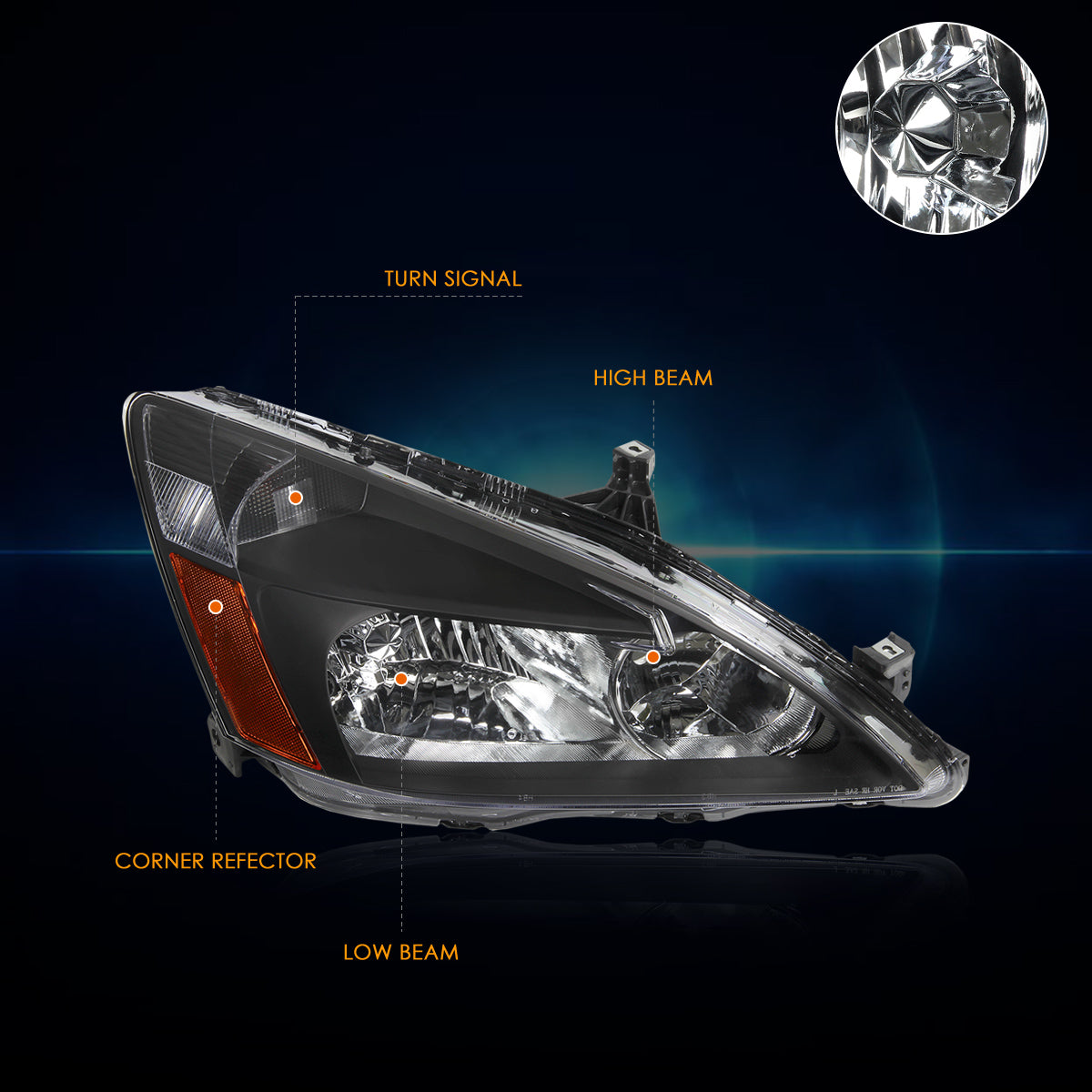 Black Housing OE Style Headlights <br> 03-07 Honda Accord