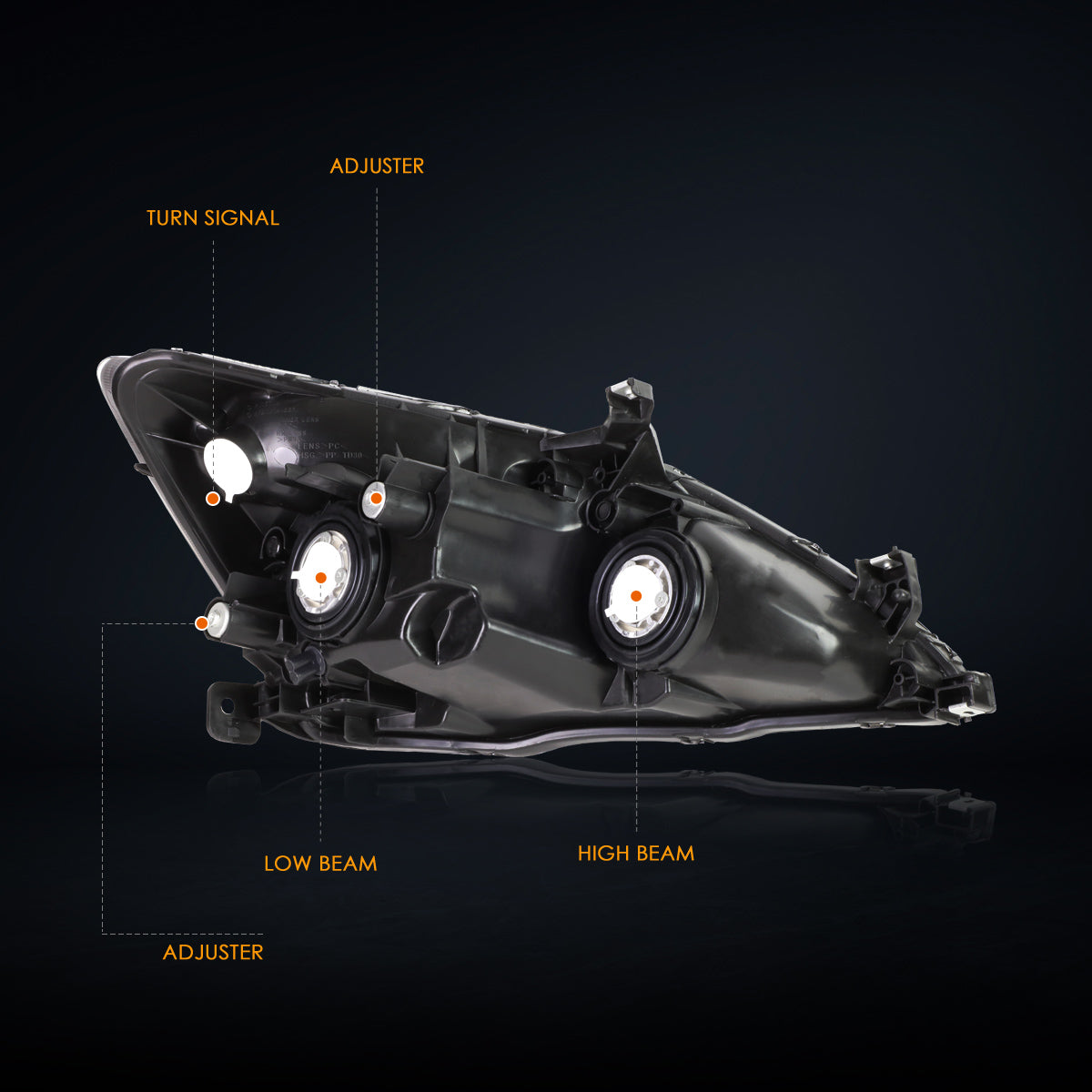 Black Housing OE Style Headlights <br> 03-07 Honda Accord