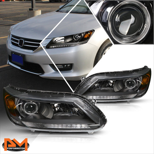 Black Housing OE Style Projector Headlights <br> 13-15 Honda Accord Sedan