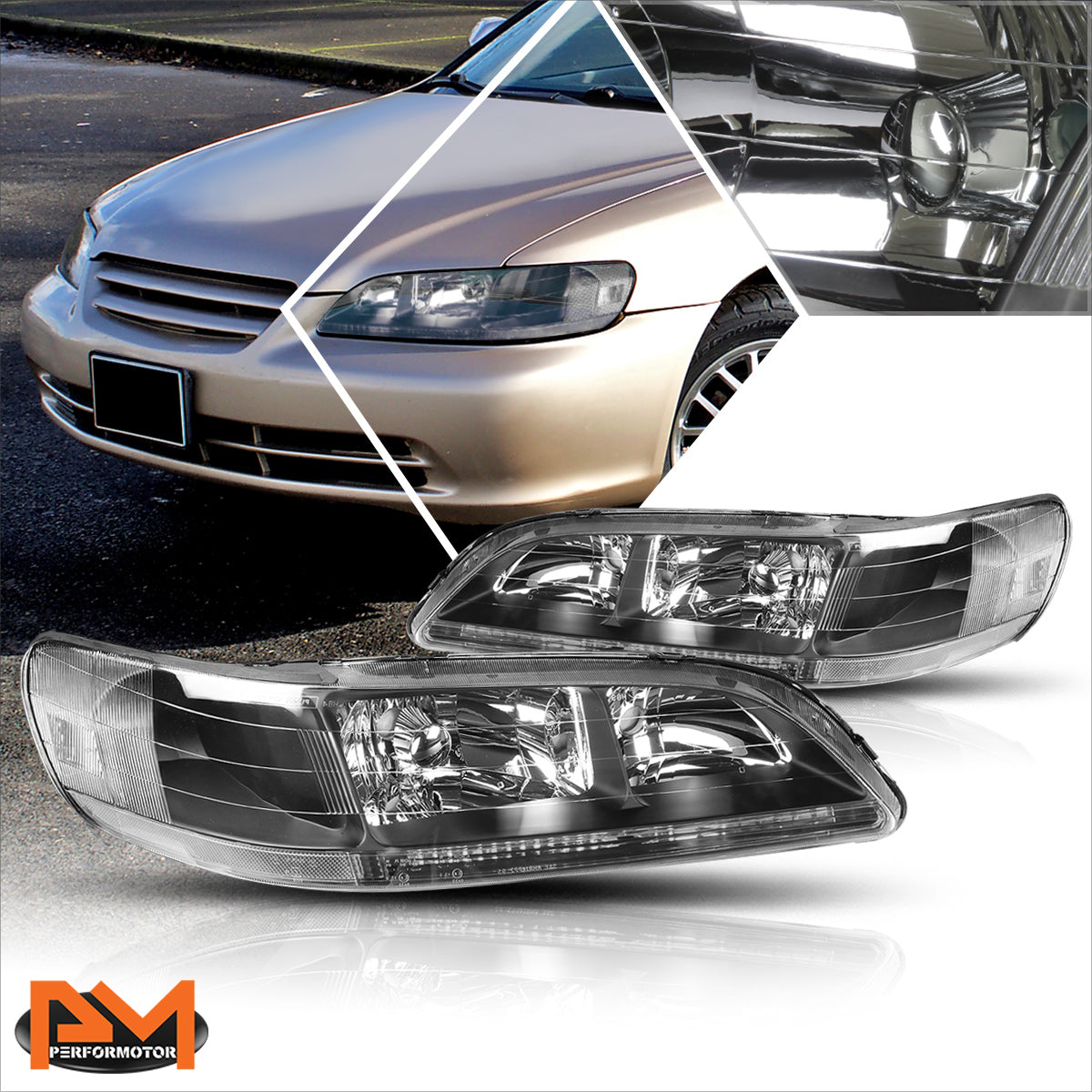 Black Housing OE Style Headlights <br> 98-02 Honda Accord