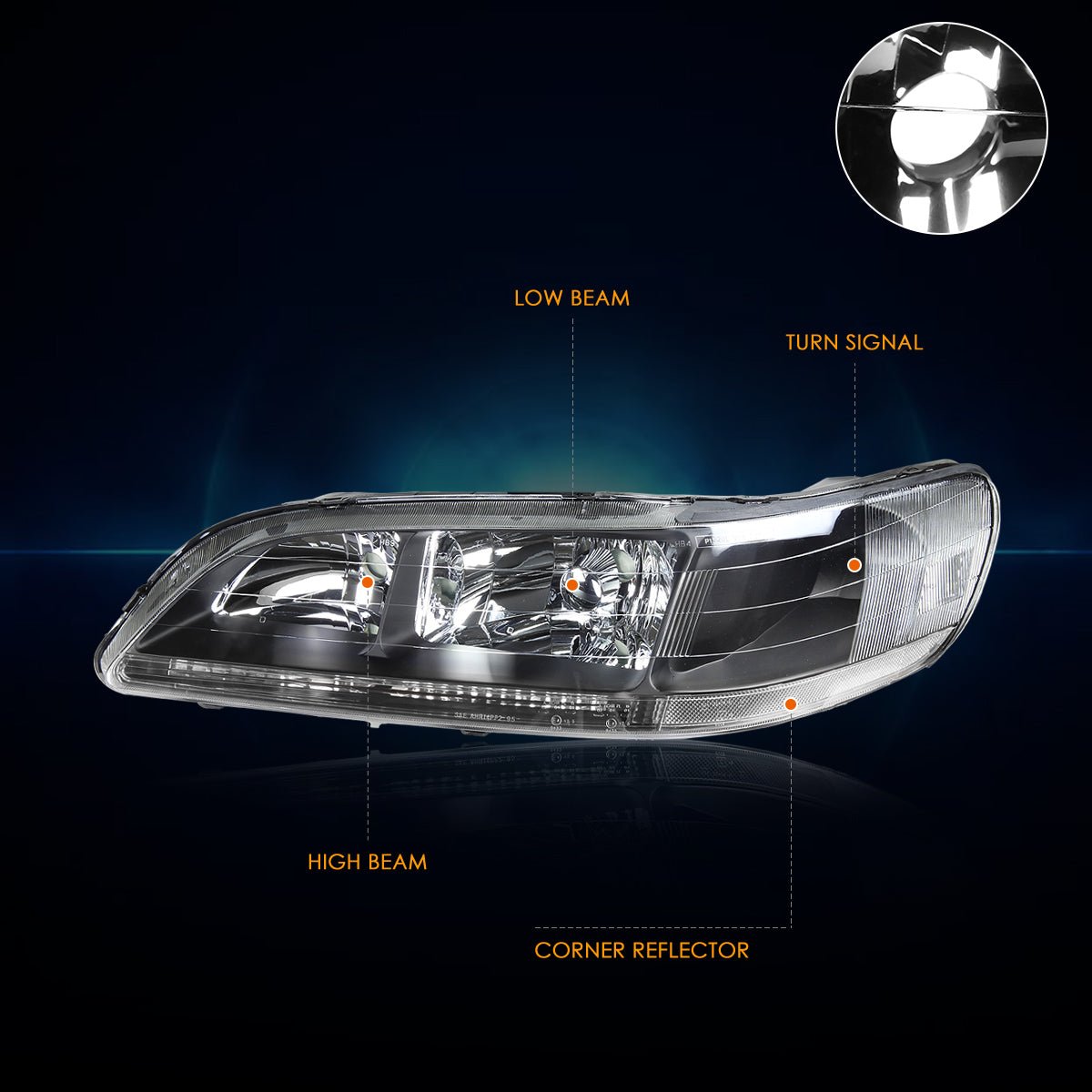 Black Housing OE Style Headlights <br> 98-02 Honda Accord